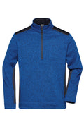 James & Nicholson Strickfleece Troyer royal-melange/navy