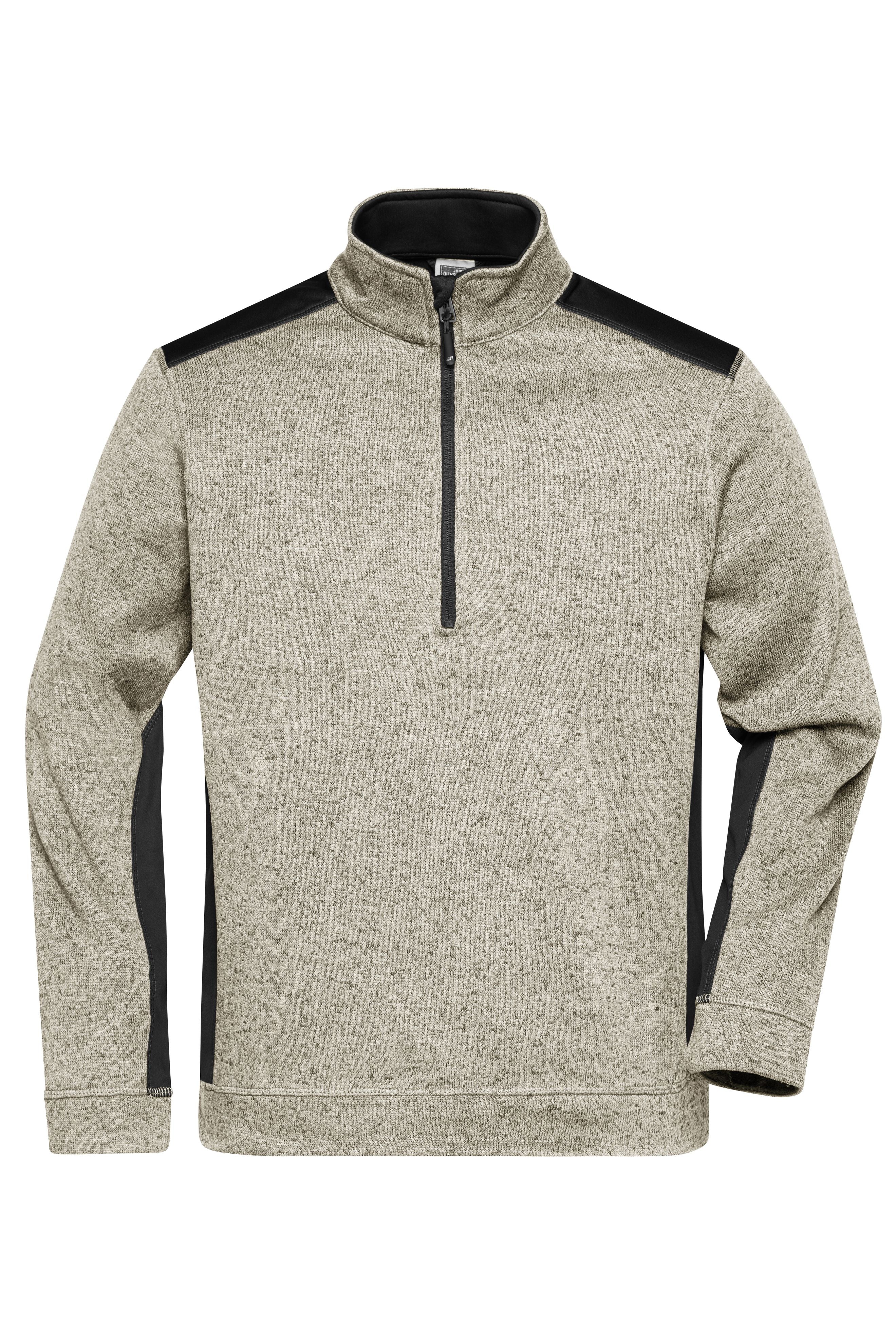 James & Nicholson Strickfleece Troyer stone-melange/black