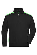 James & Nicholson Workwear Zip Sweatshirt black/lime-green