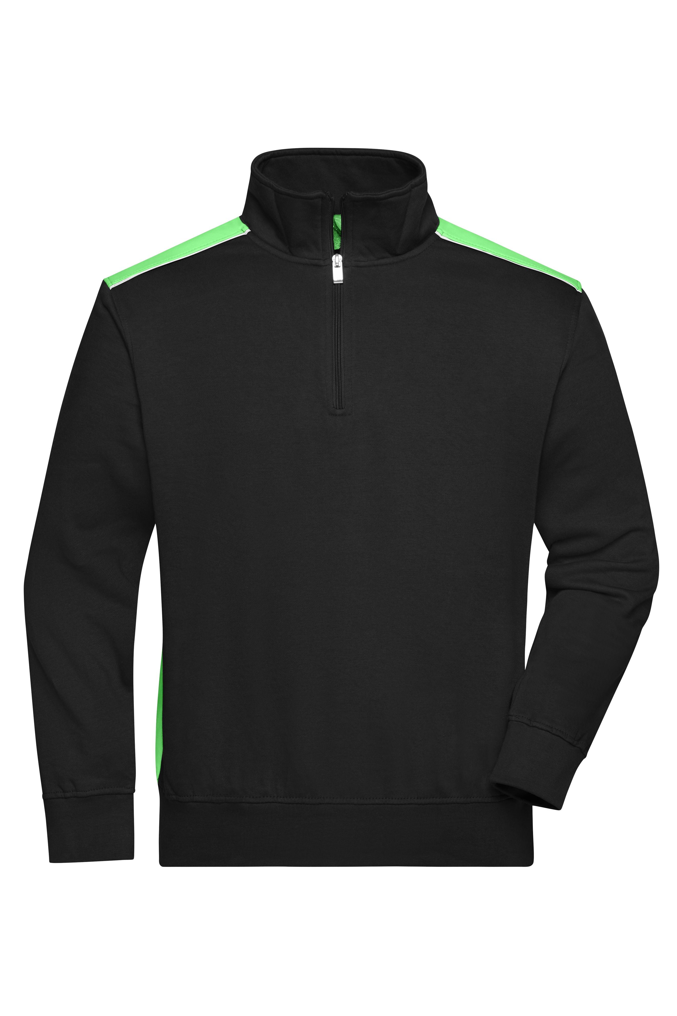 James & Nicholson Workwear Zip Sweatshirt black/lime-green