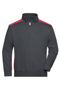 James & Nicholson Workwear Zip Sweatshirt carbon/red