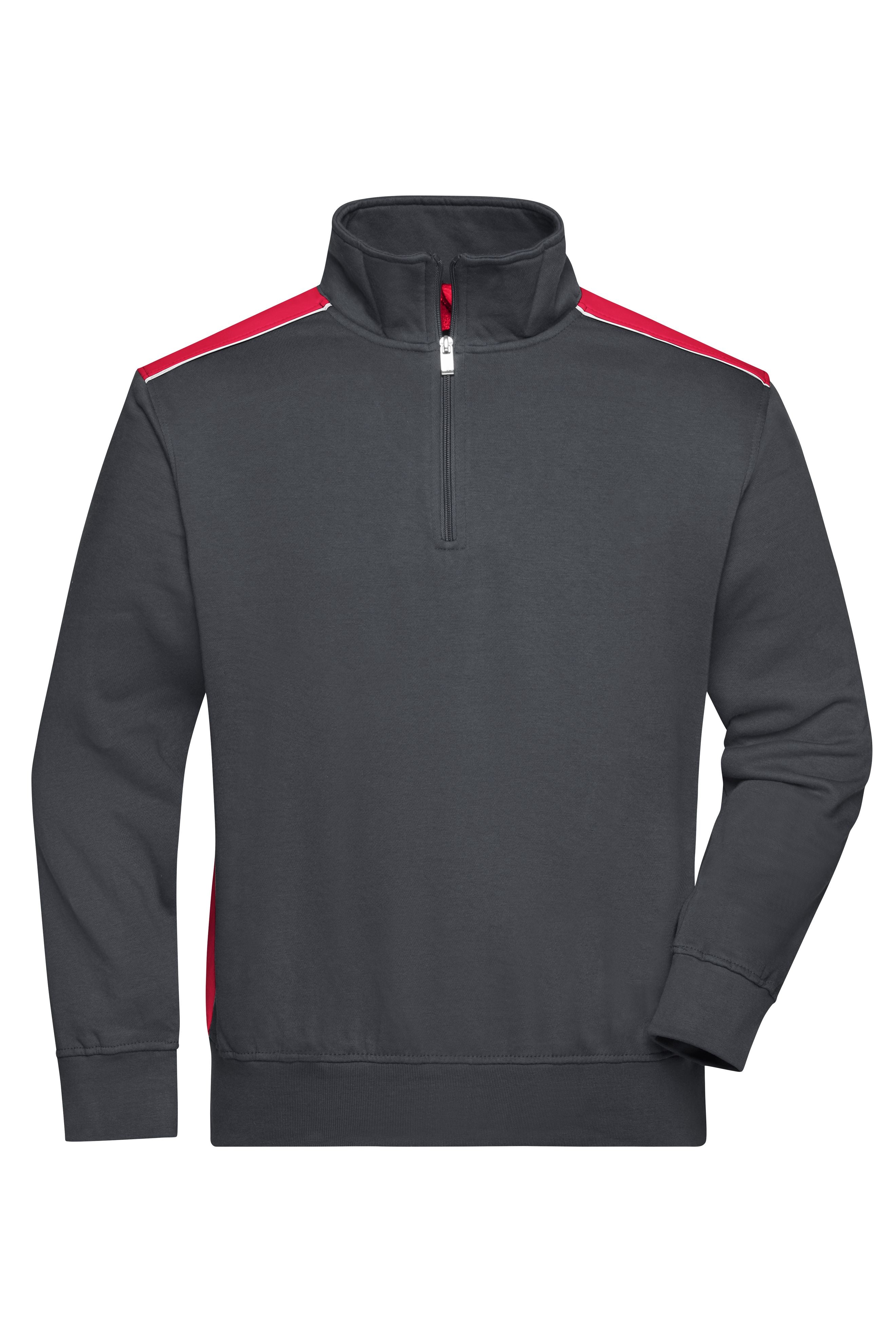 James & Nicholson Workwear Zip Sweatshirt carbon/red