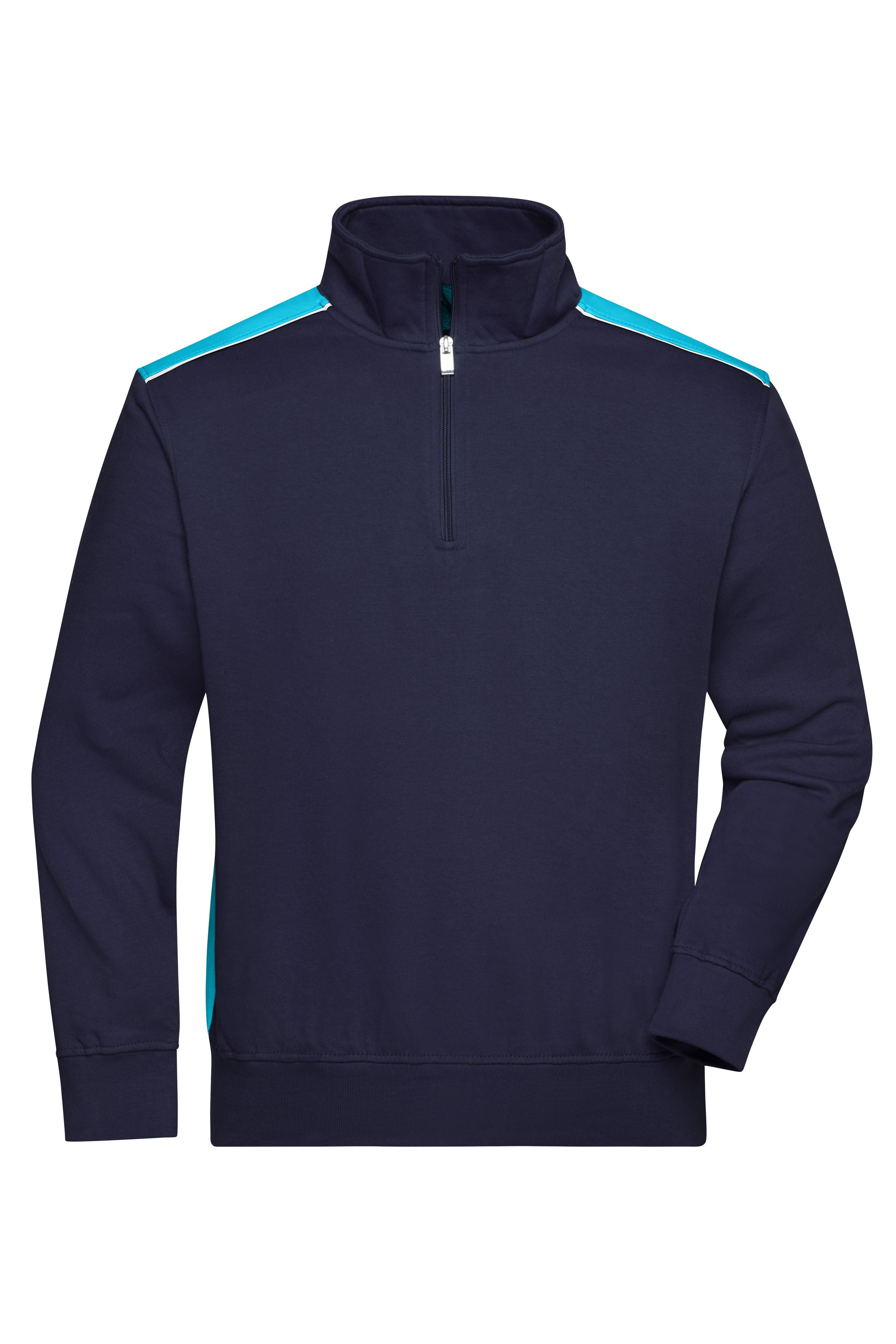 James & Nicholson Workwear Zip Sweatshirt navy/turquoise