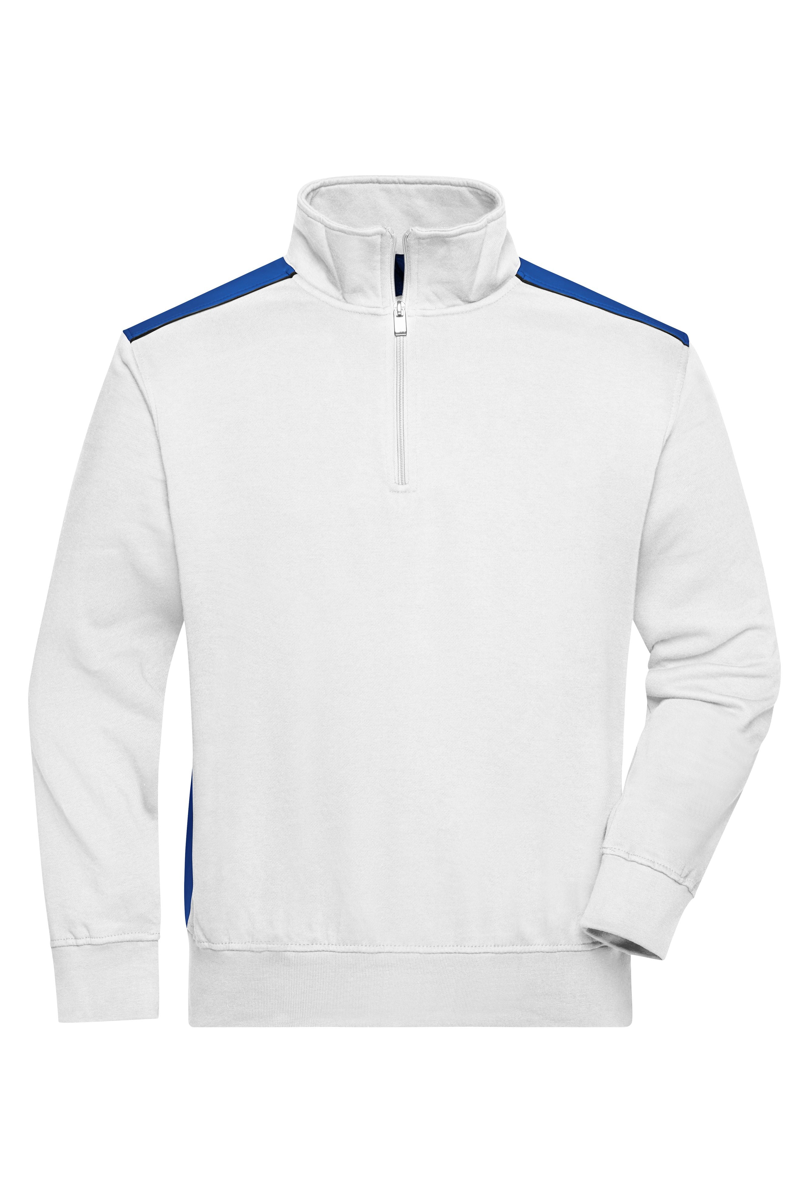 James & Nicholson Workwear Zip Sweatshirt white/royal