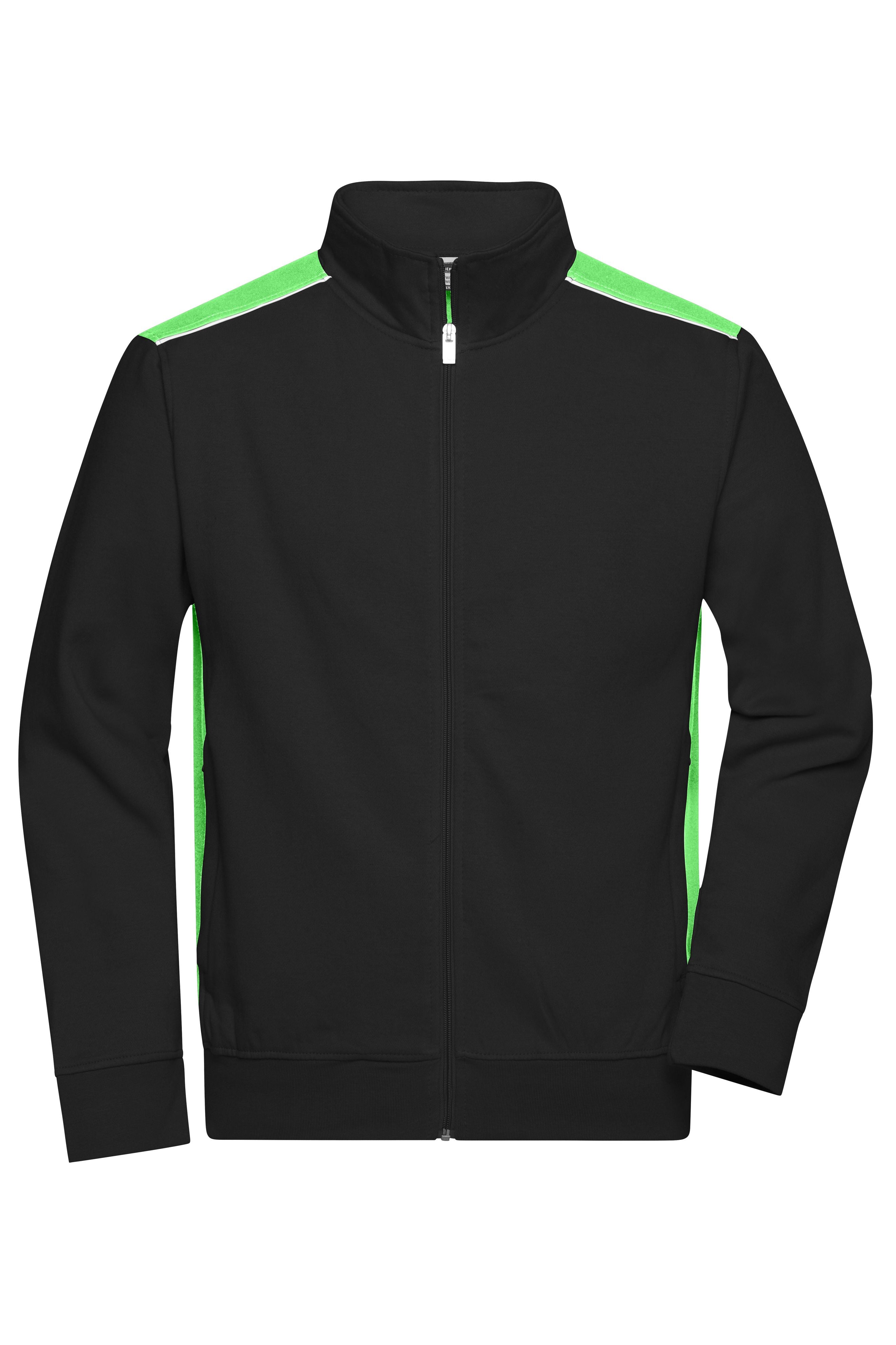 James & Nicholson Herren Workwear Sweat Jacke black/lime-green