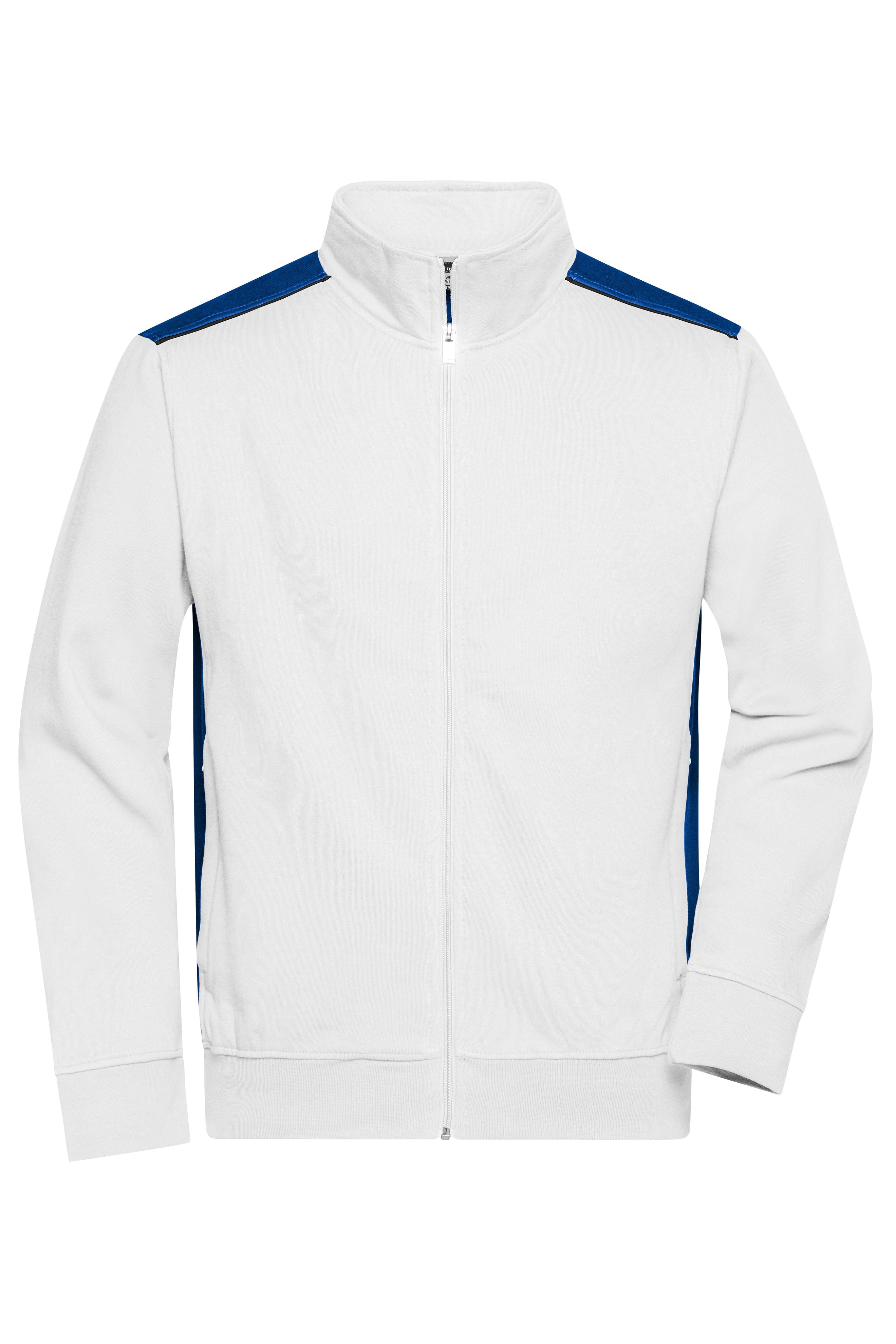 James & Nicholson Herren Workwear Sweat Jacke white/royal