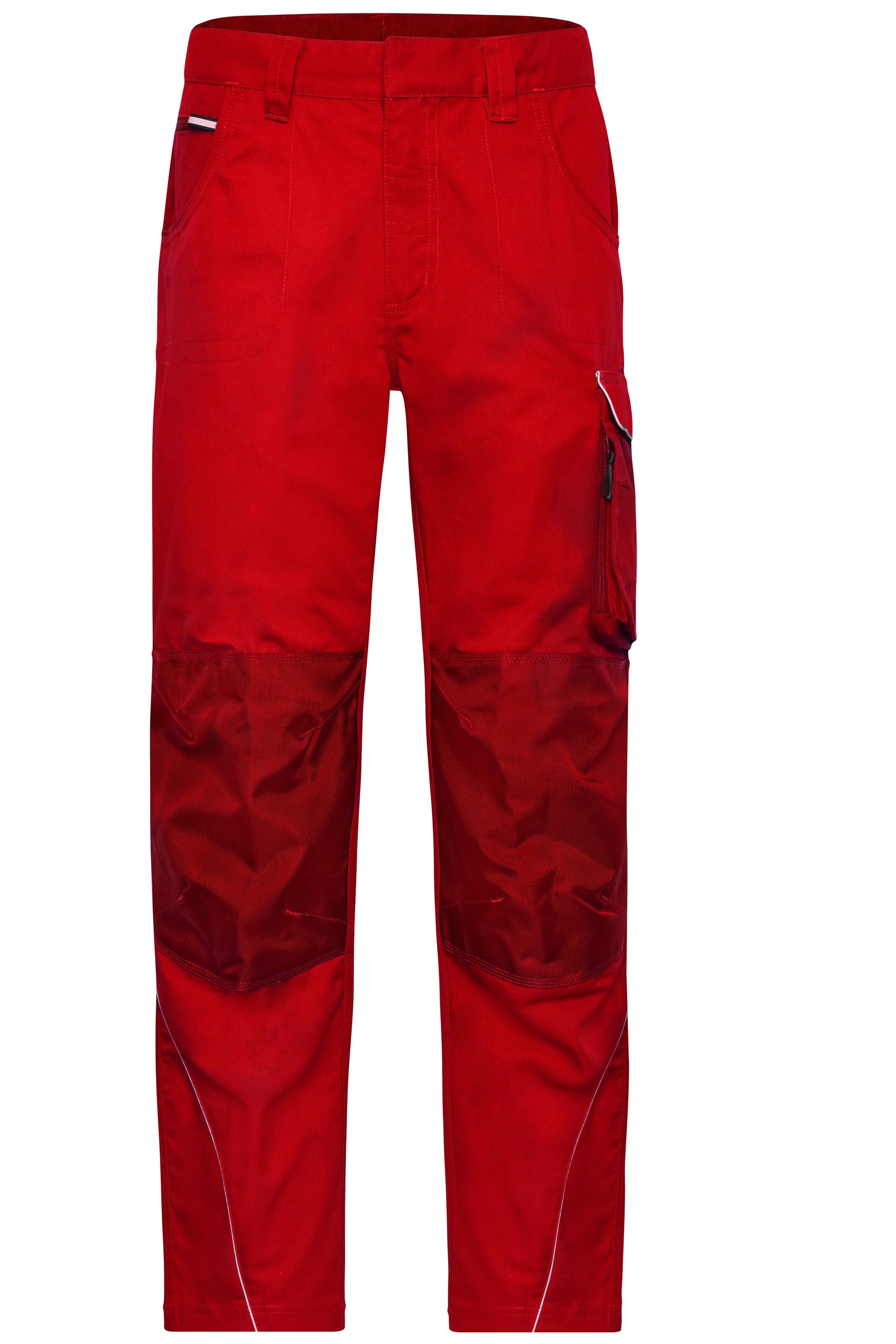 James & Nicholson Workwear Arbeitshose Materialmix red