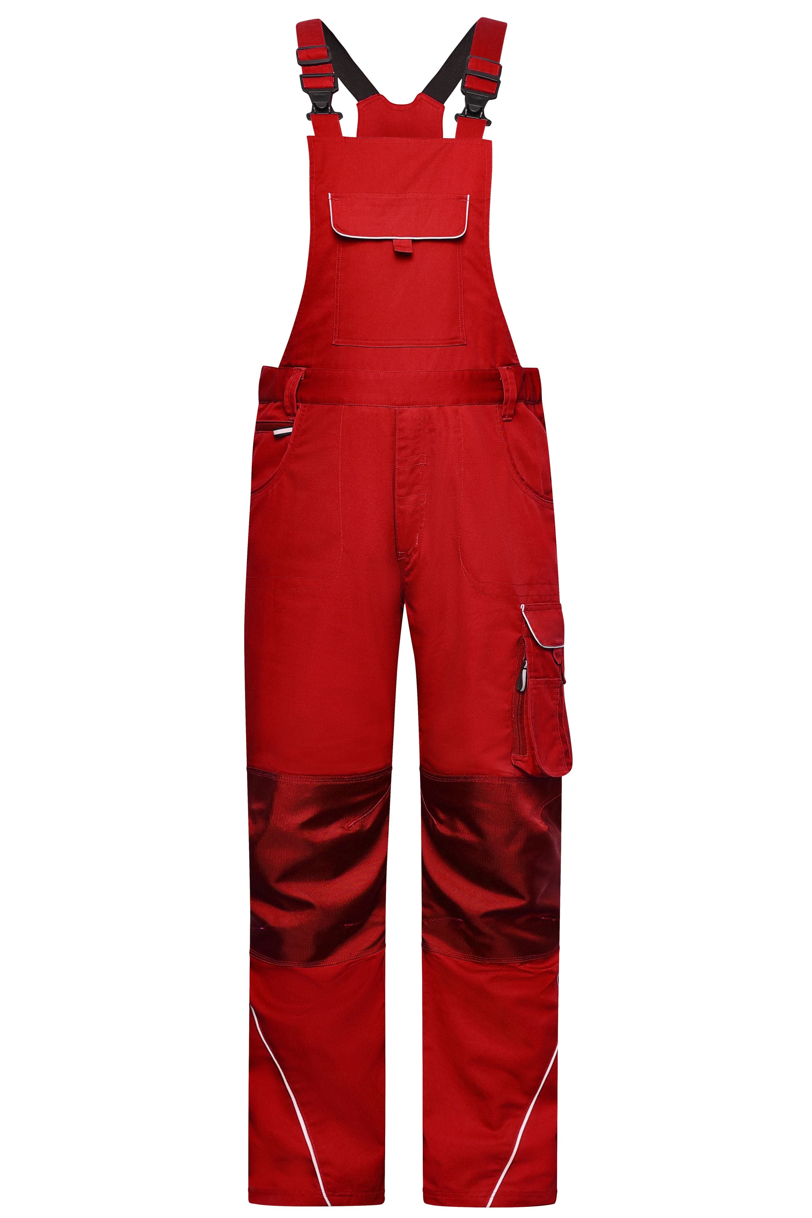 James & Nicholson Workwear Latzhose Materialmix red