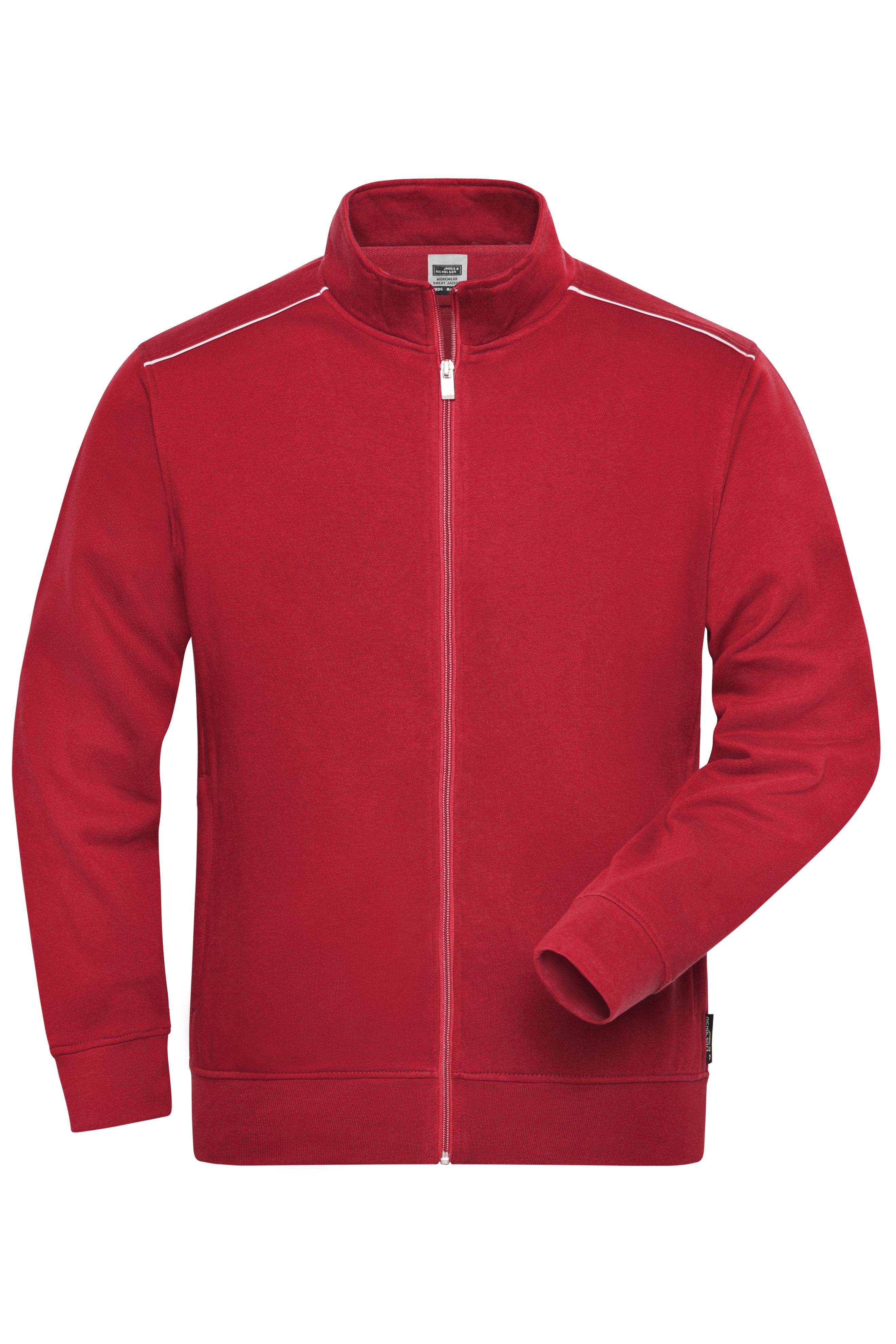 James & Nicholson Herren Workwear Sweatjacke Materialmix red