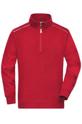 James & Nicholson Workwear Sweatshirt Halfzip red