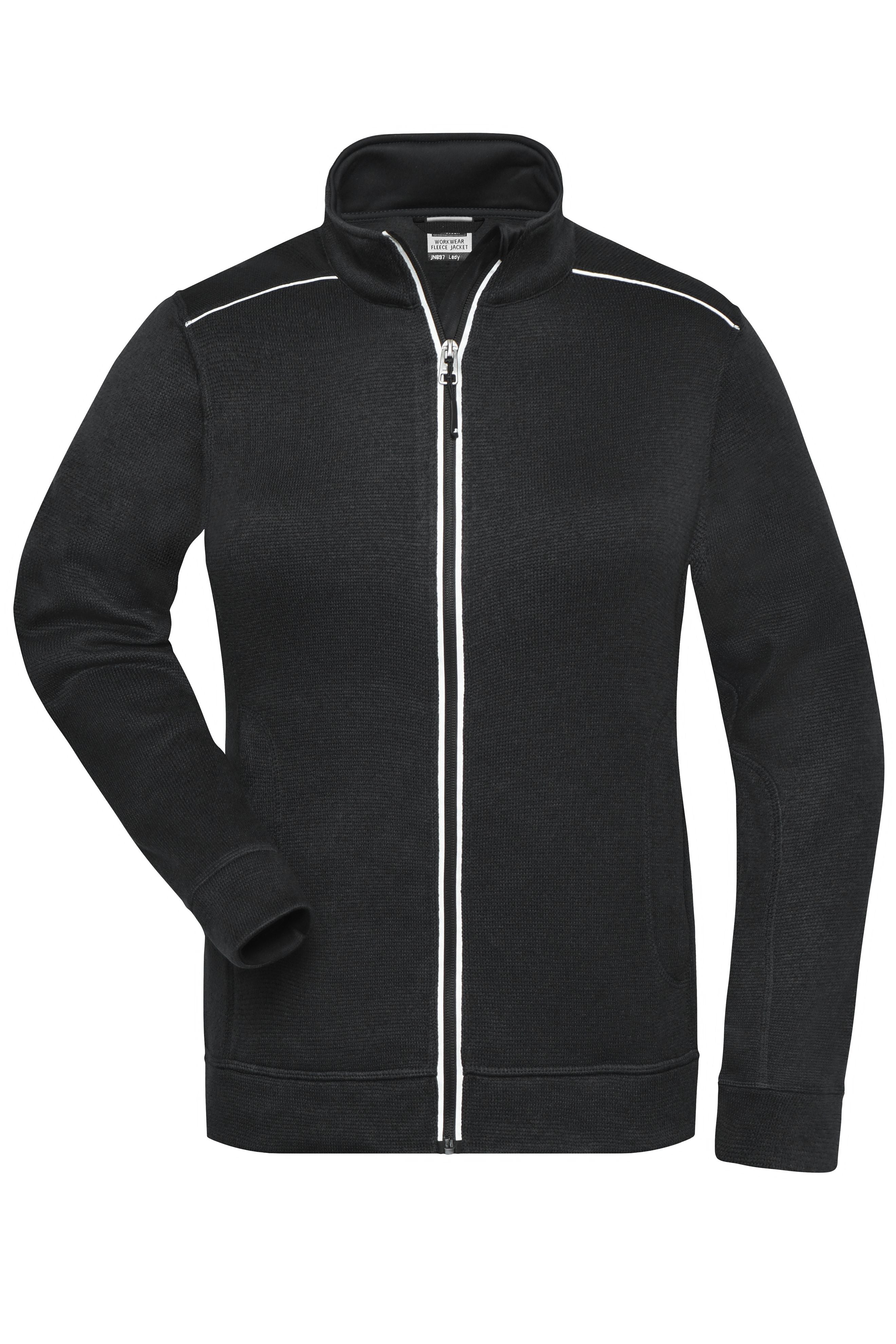 James & Nicholson Damen Workwear Melange-Fleecejacke black/black
