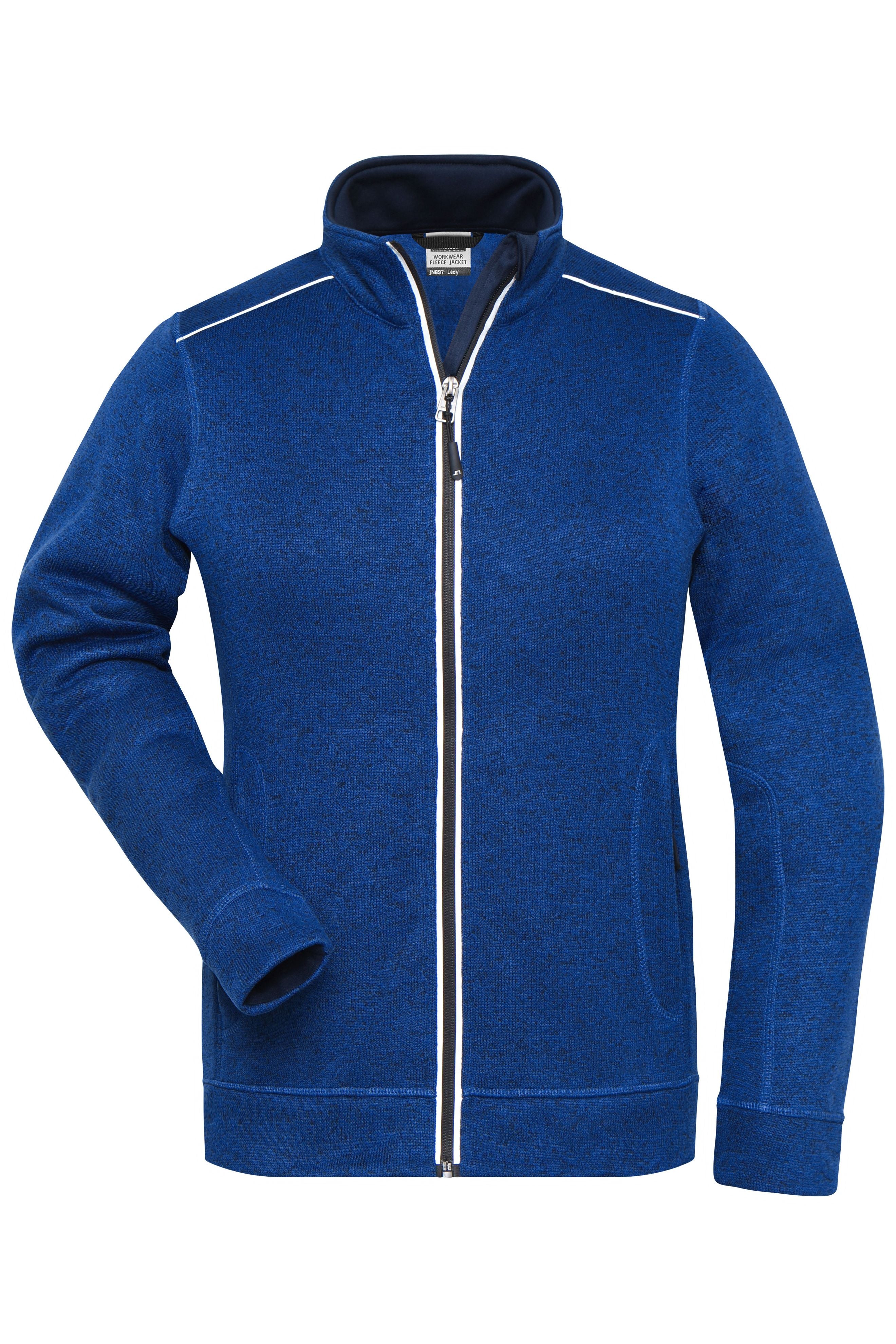 James & Nicholson Damen Workwear Melange-Fleecejacke dark-royal-melange/navy