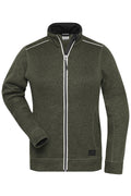 James & Nicholson Damen Workwear Melange-Fleecejacke olive-melange/black