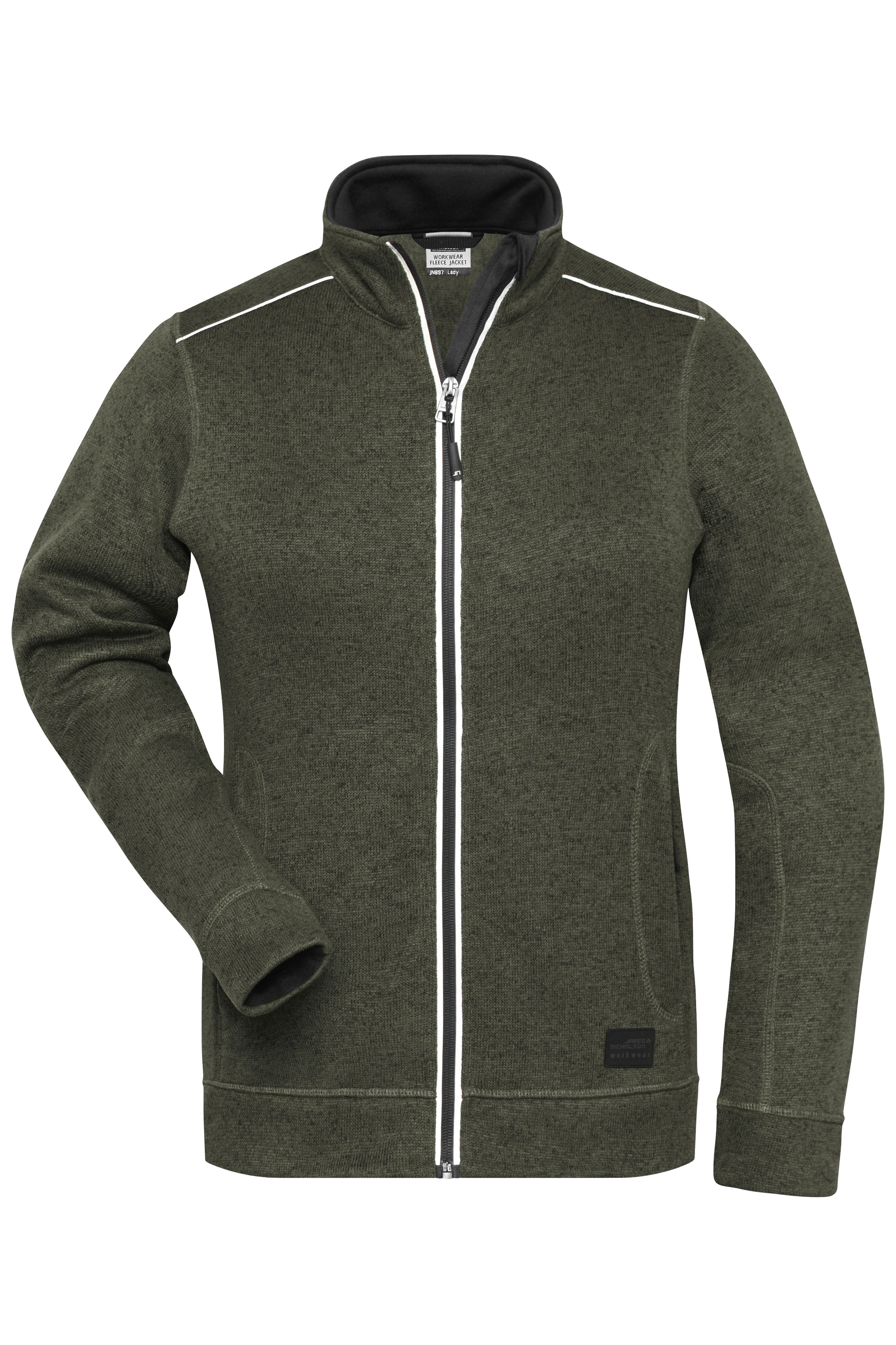 James & Nicholson Damen Workwear Melange-Fleecejacke olive-melange/black