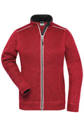 James & Nicholson Damen Workwear Melange-Fleecejacke red-melange/black