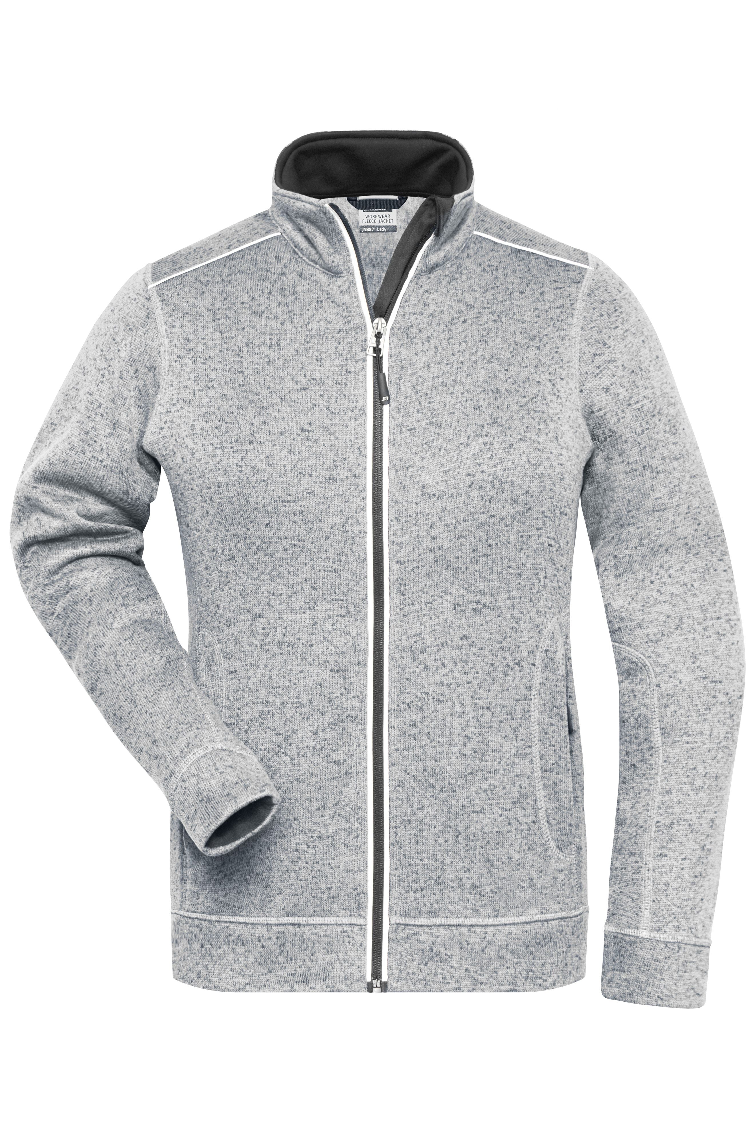 James & Nicholson Damen Workwear Melange-Fleecejacke white-melange/carbon