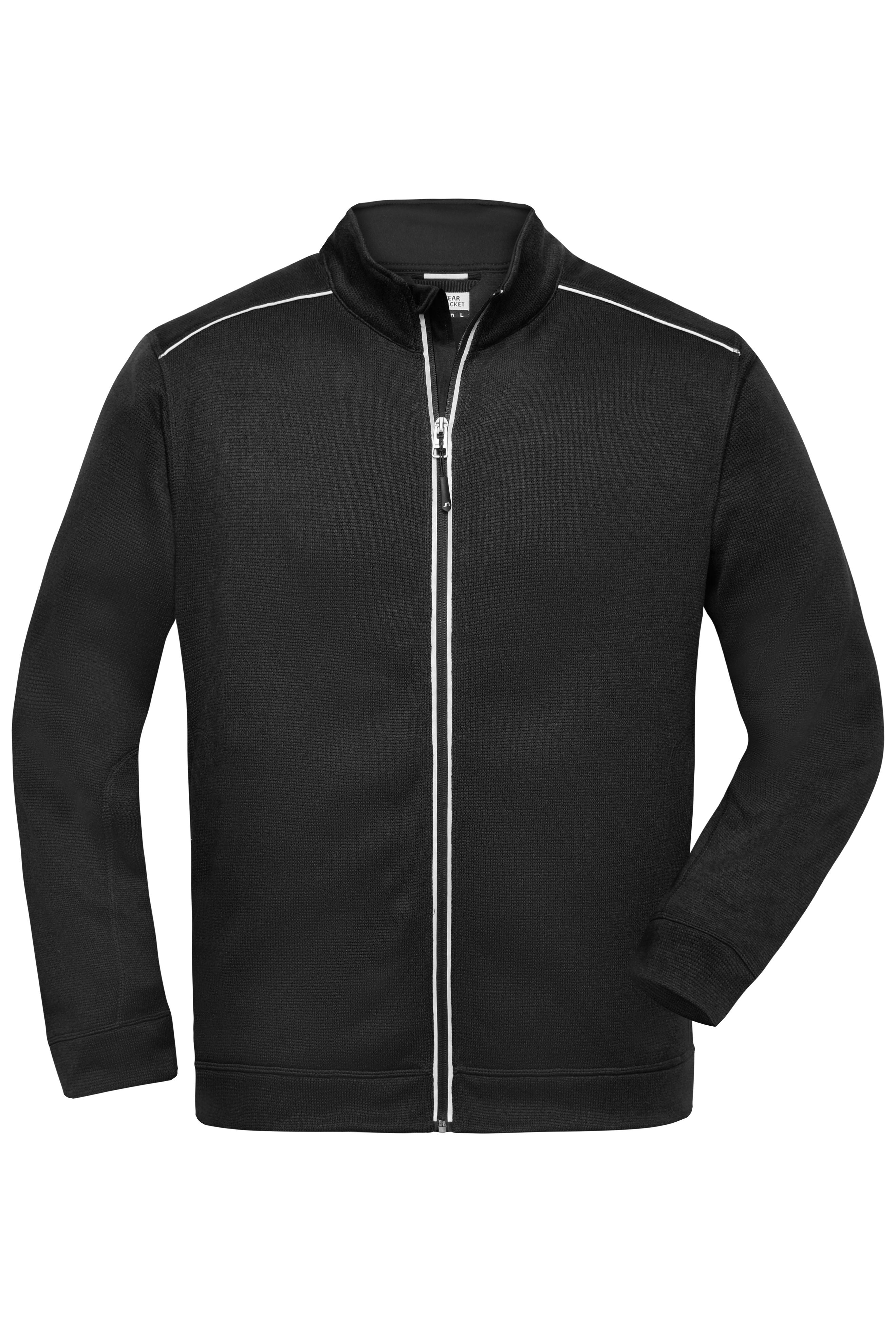 James & Nicholson Herren Workwear Melange-Fleecejacke black/black