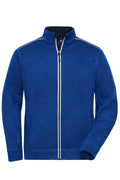 James & Nicholson Herren Workwear Melange-Fleecejacke dark-royal-melange/navy