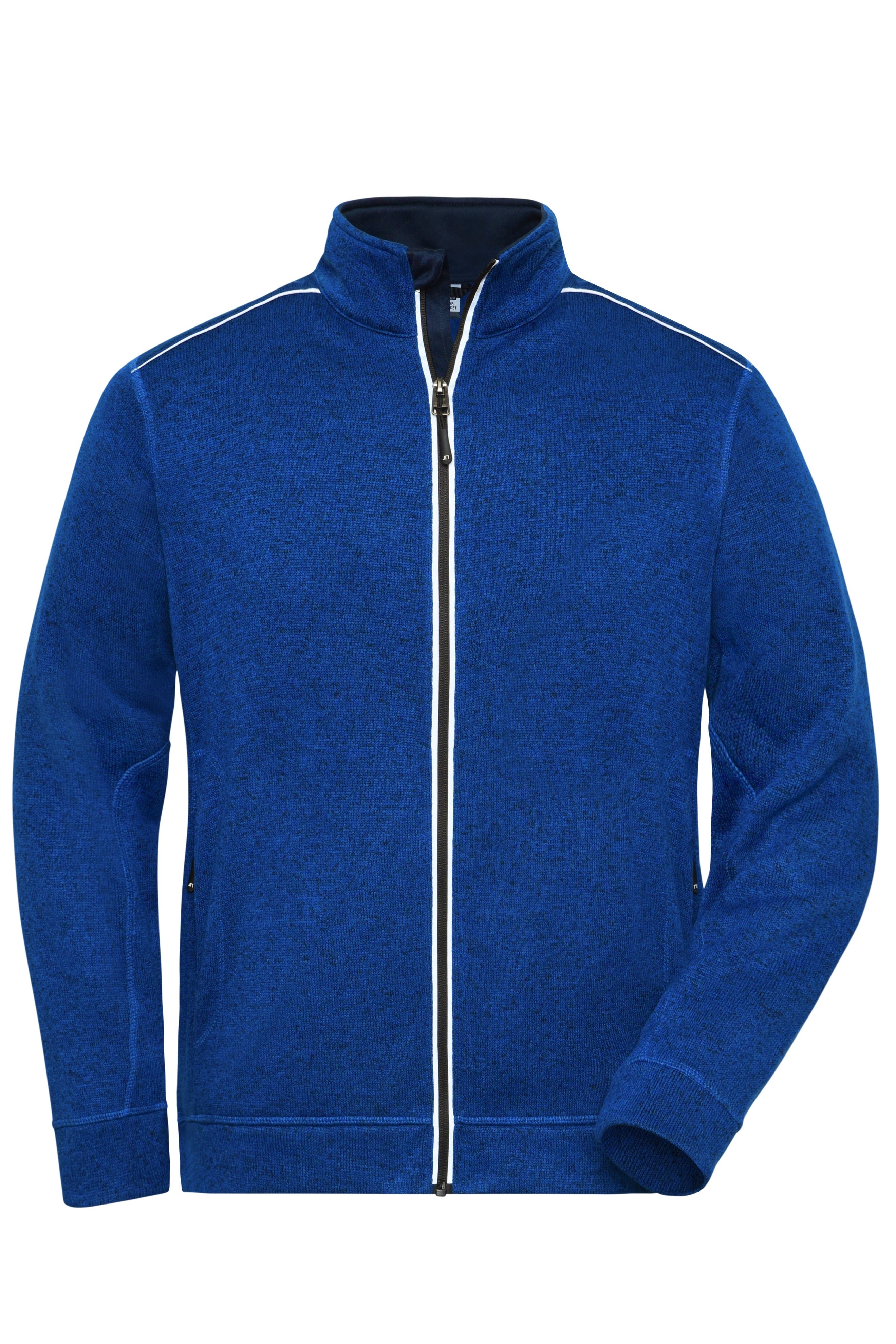 James & Nicholson Herren Workwear Melange-Fleecejacke dark-royal-melange/navy