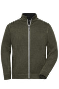 James & Nicholson Herren Workwear Melange-Fleecejacke olive-melange/black