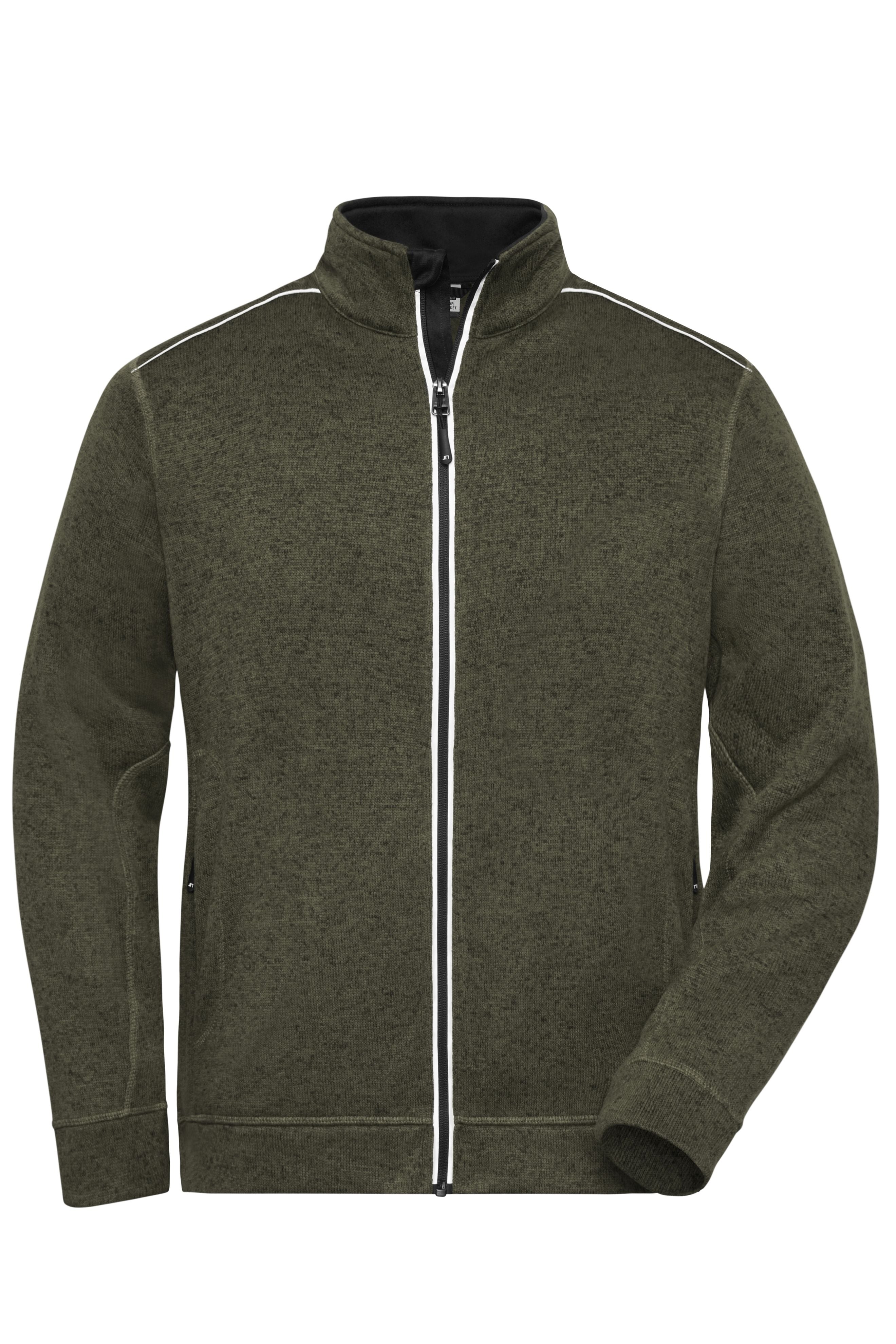 James & Nicholson Herren Workwear Melange-Fleecejacke olive-melange/black