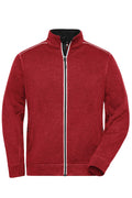 James & Nicholson Herren Workwear Melange-Fleecejacke red-melange/black
