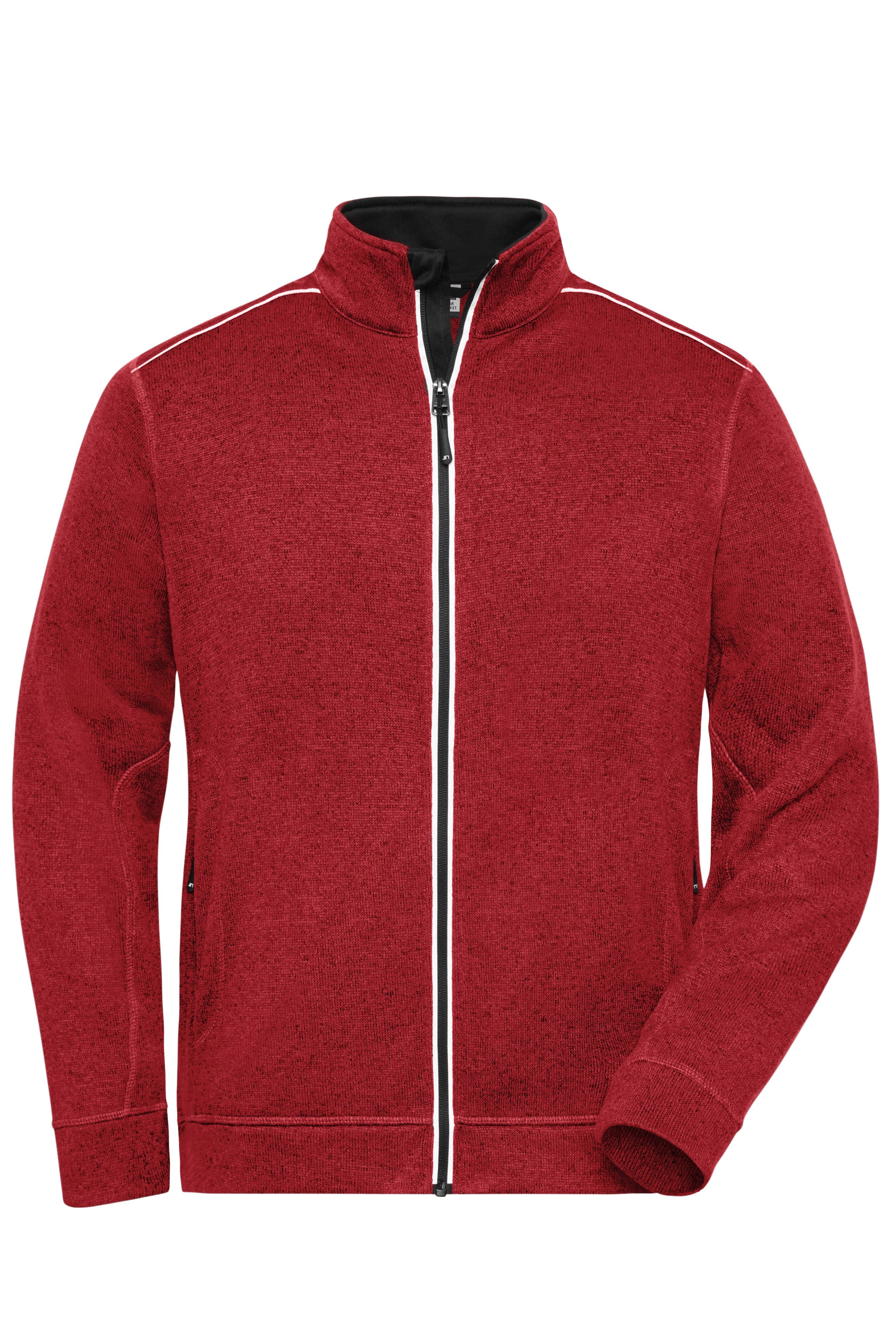 James & Nicholson Herren Workwear Melange-Fleecejacke red-melange/black