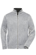 James & Nicholson Herren Workwear Melange-Fleecejacke white-melange/carbon