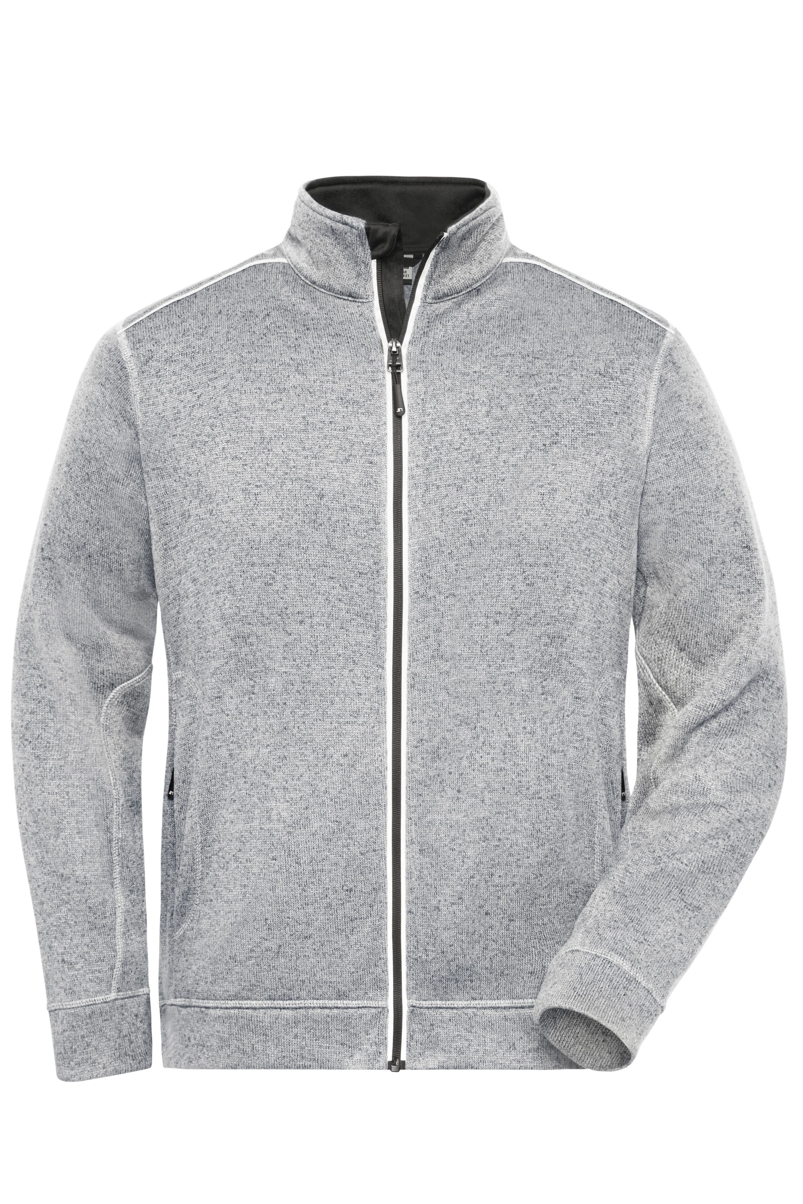 James & Nicholson Herren Workwear Melange-Fleecejacke white-melange/carbon