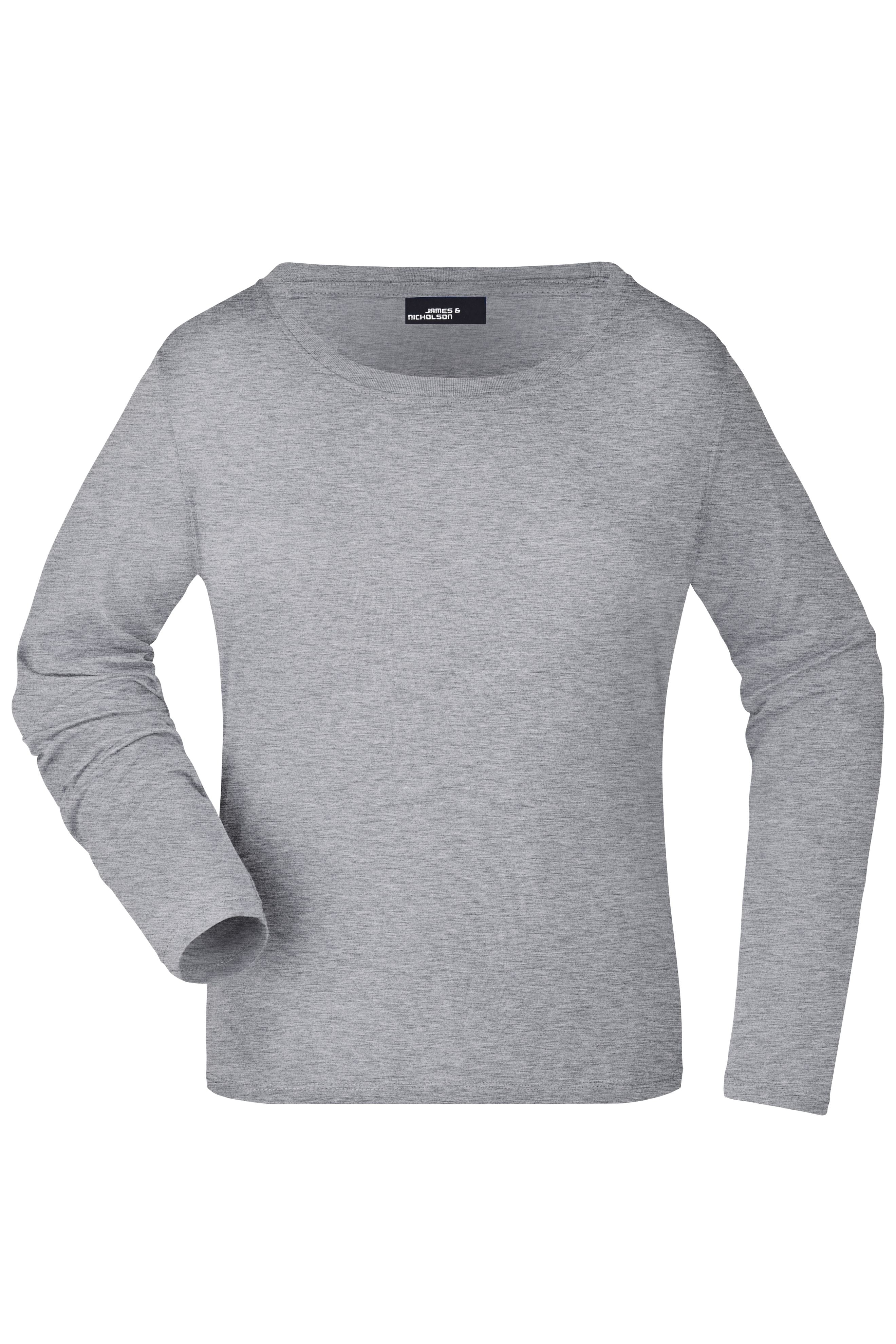 James & Nicholson Damen Rundhalsshirt langarm grey-heather