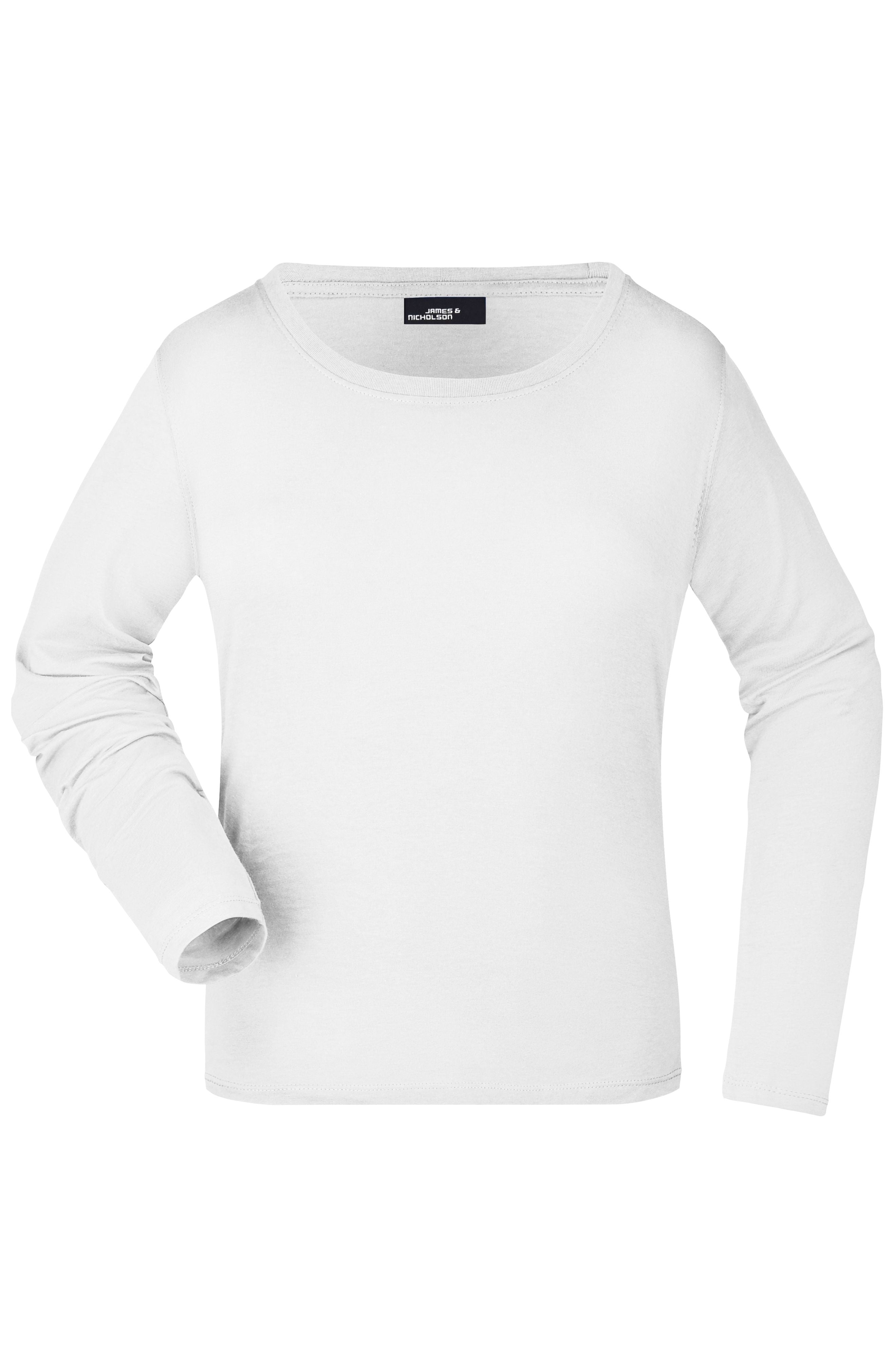 James & Nicholson Damen Rundhalsshirt langarm white