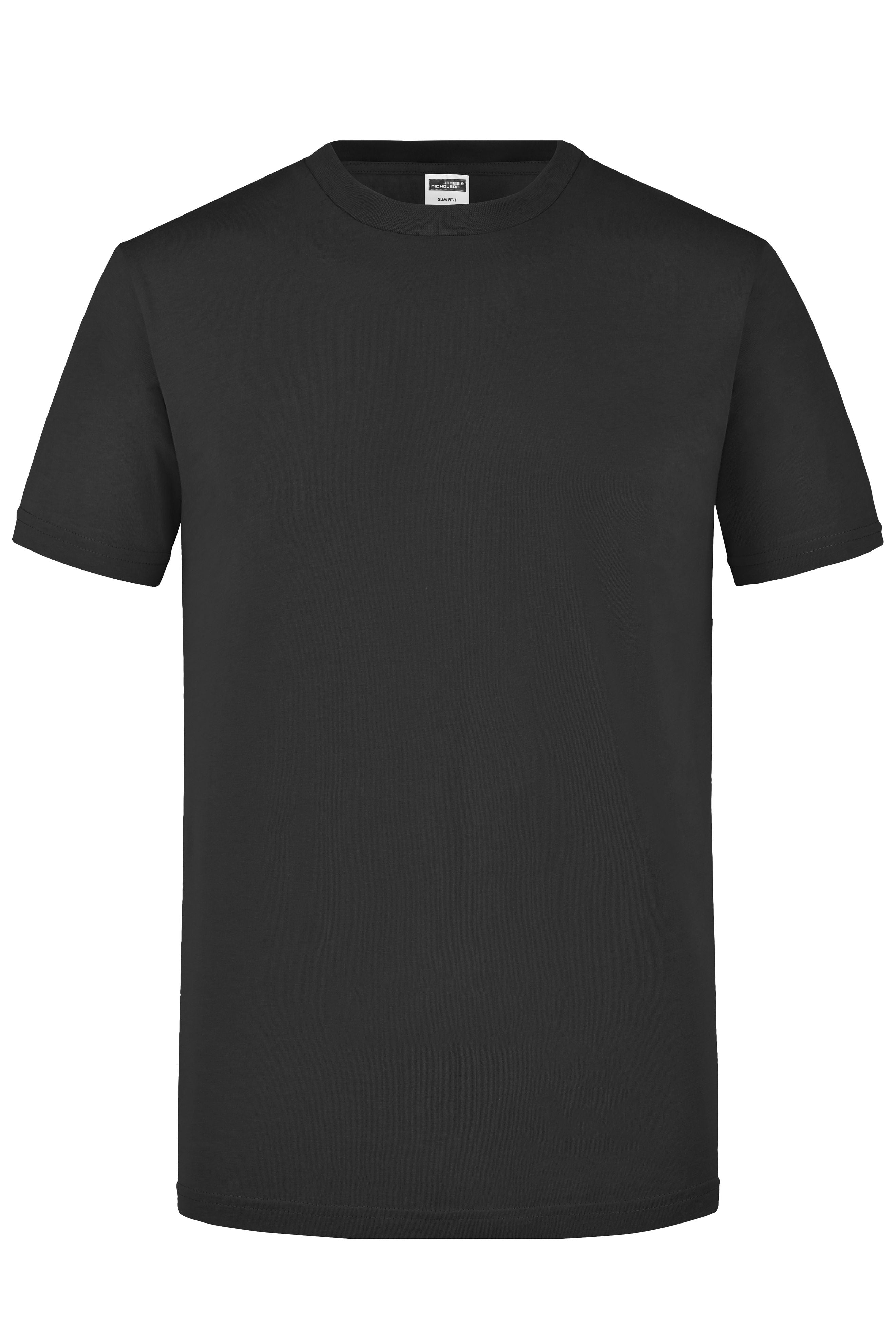 James & Nicholson Herren Slimfit Rundhals Shirt black