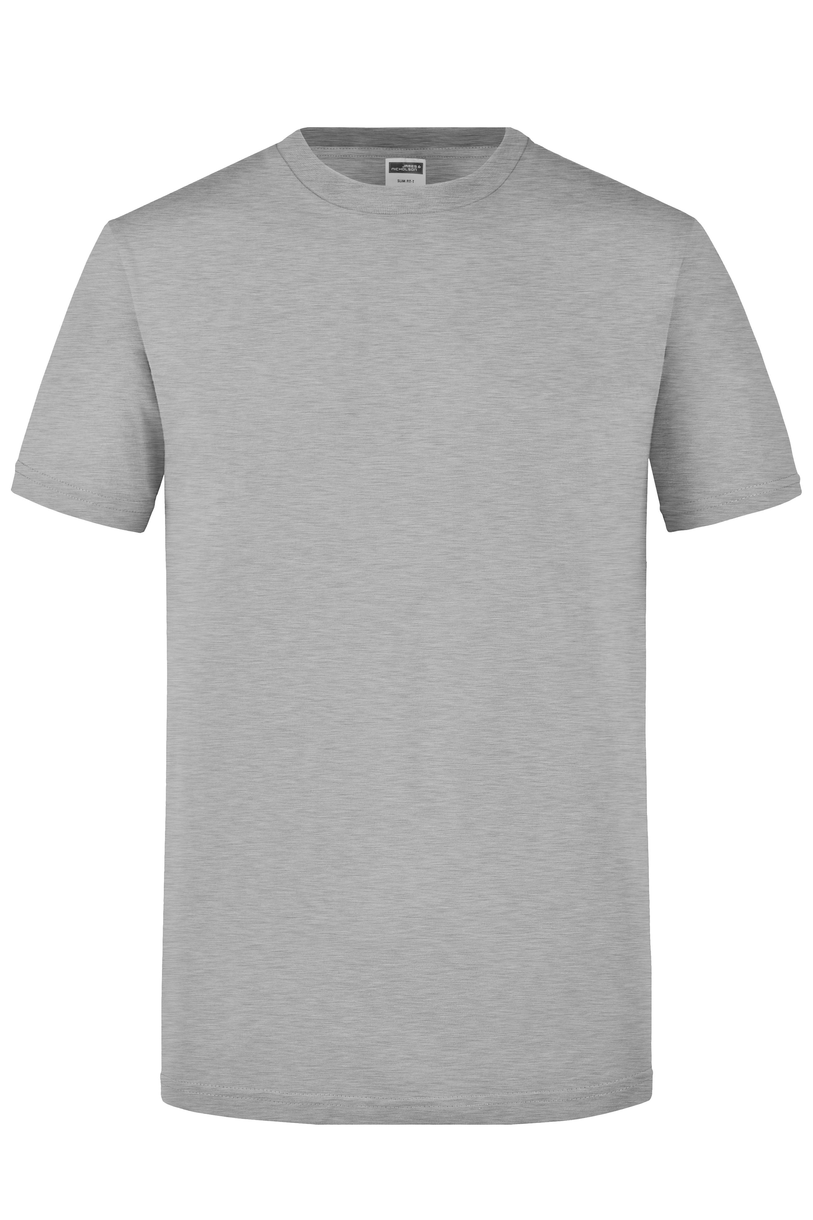James & Nicholson Herren Slimfit Rundhals Shirt grey-heather