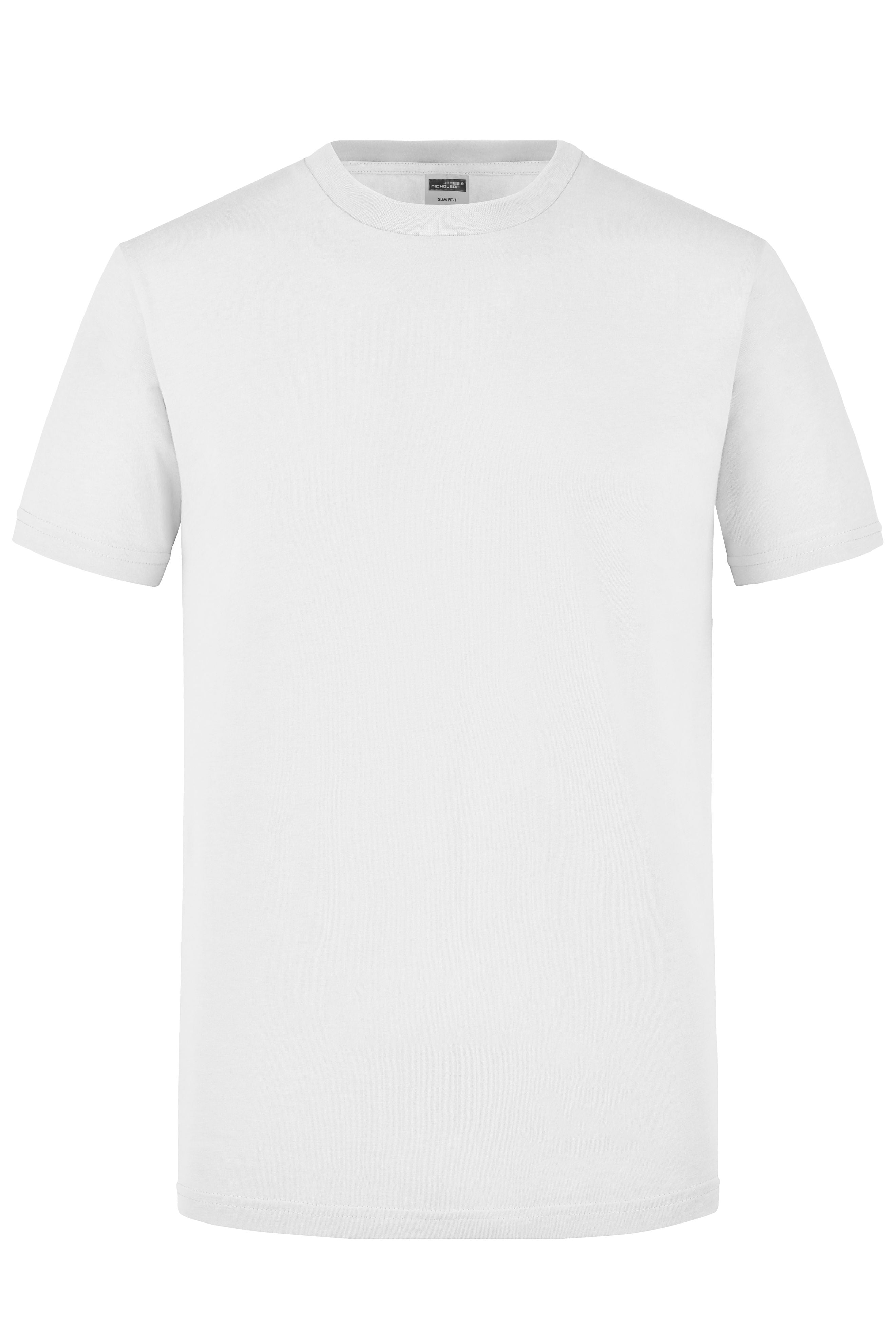 James & Nicholson Herren Slimfit Rundhals Shirt white