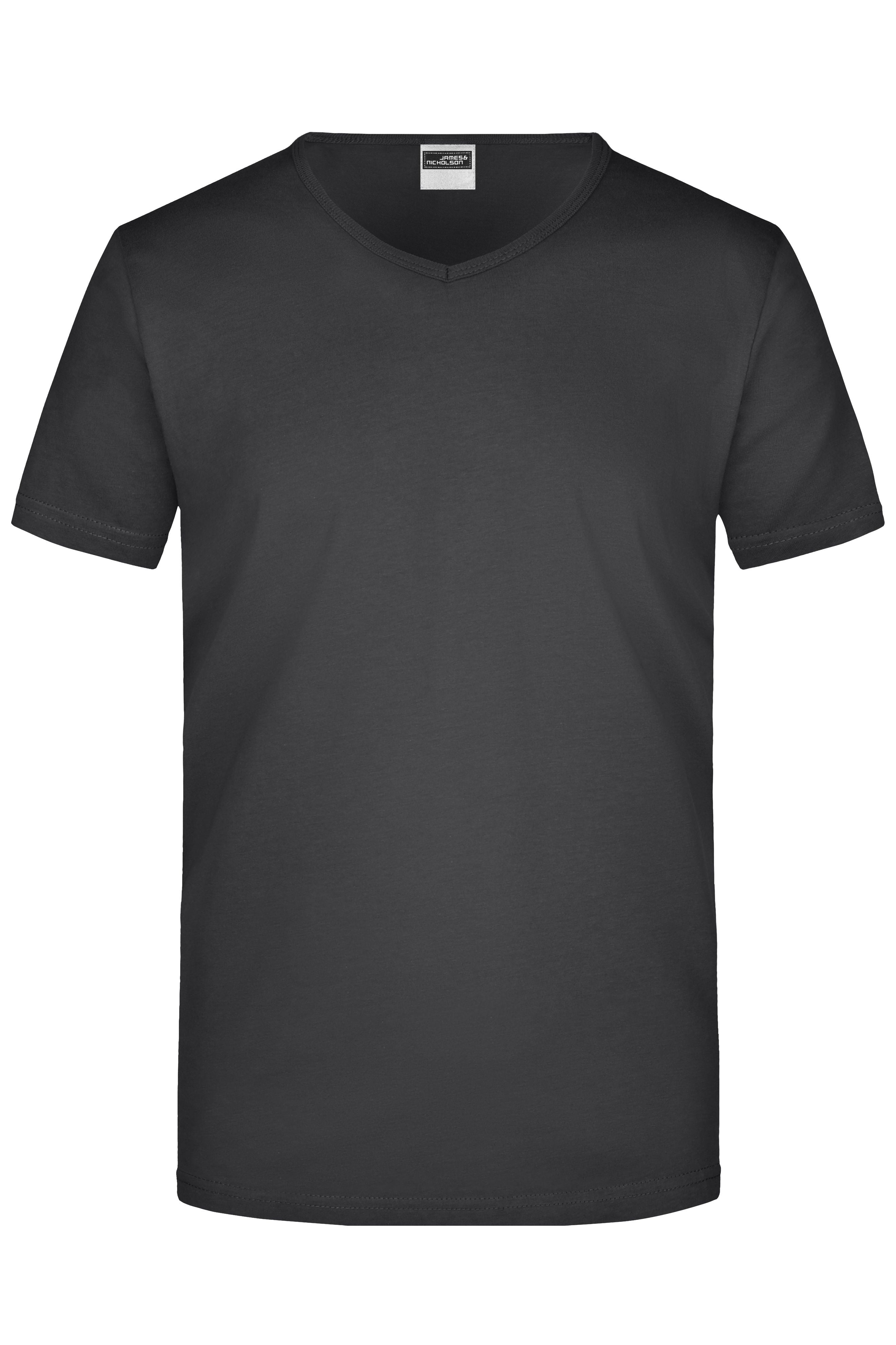 James & Nicholson Herren Slimfit V-Shirt black