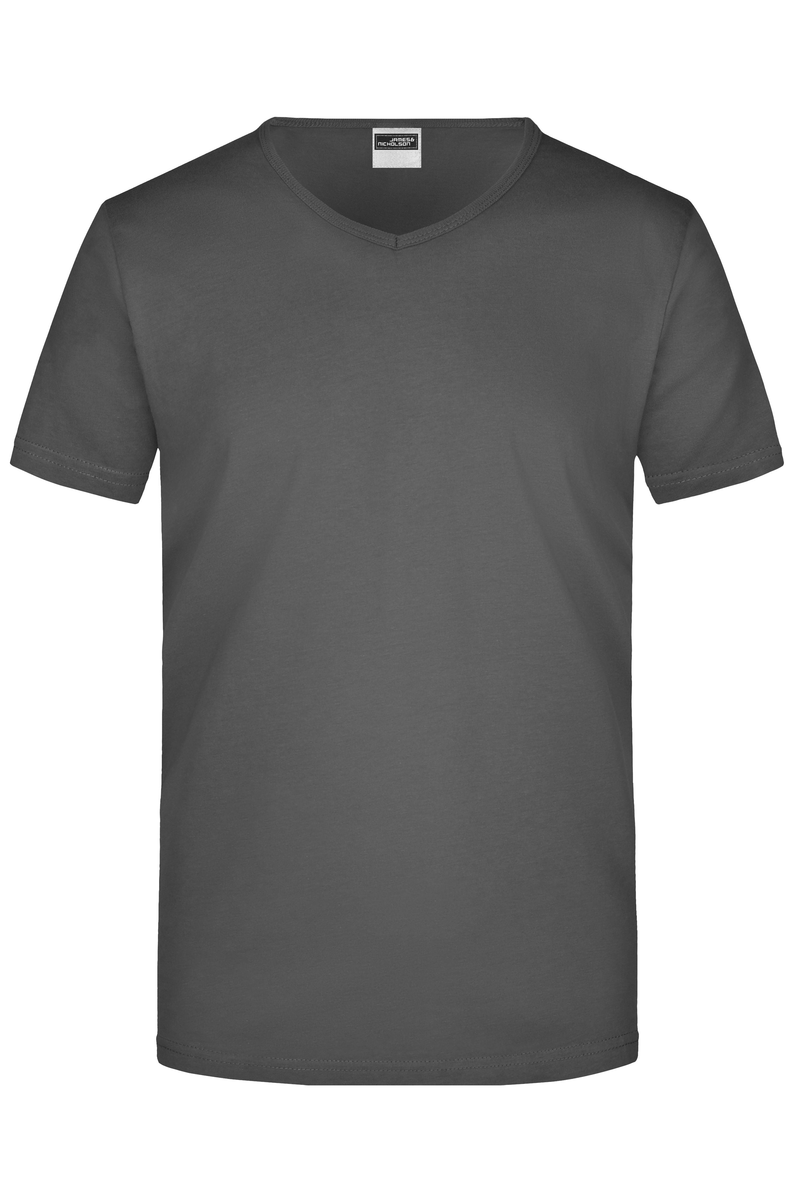 James & Nicholson Herren Slimfit V-Shirt graphite