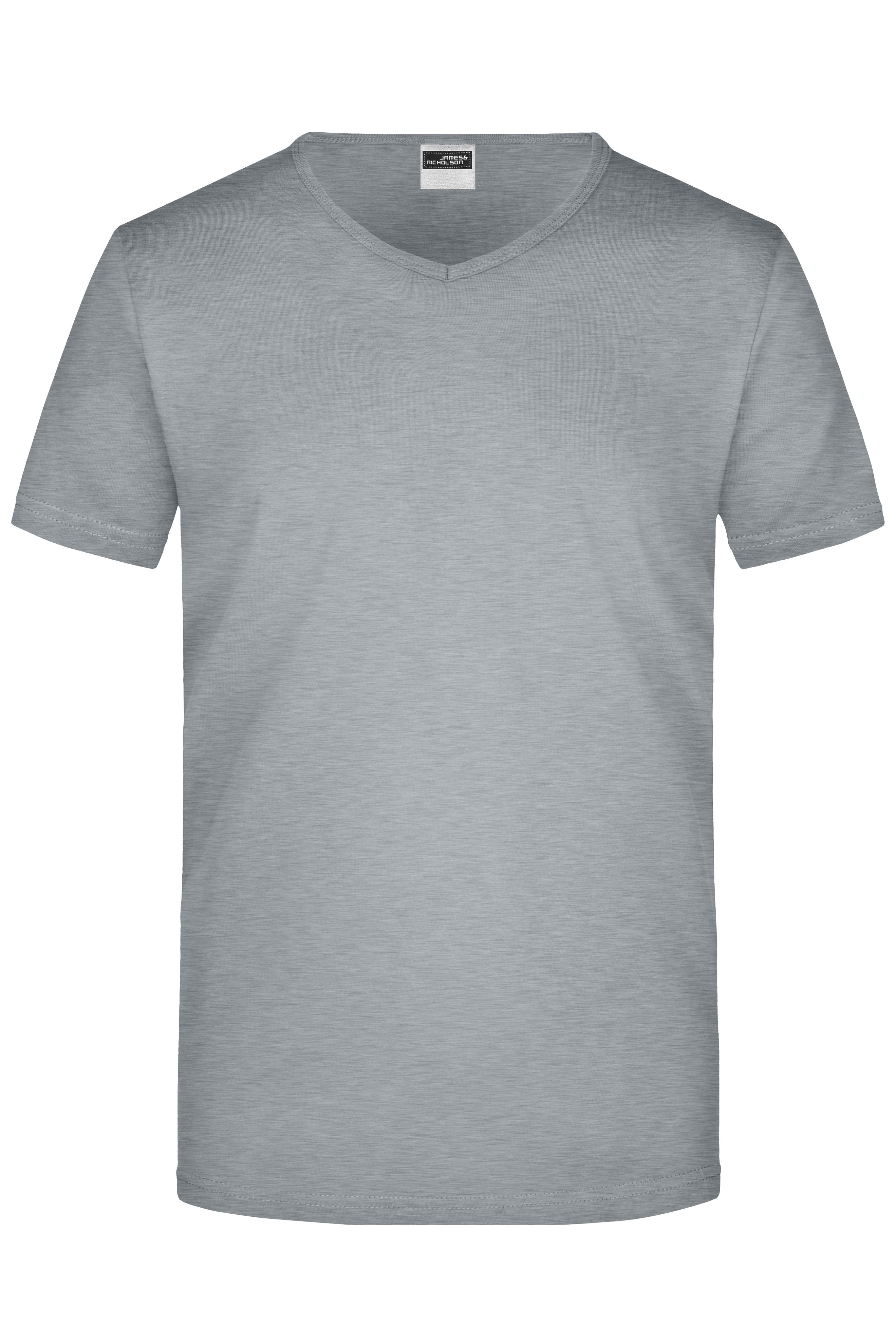 James & Nicholson Herren Slimfit V-Shirt grey-heather