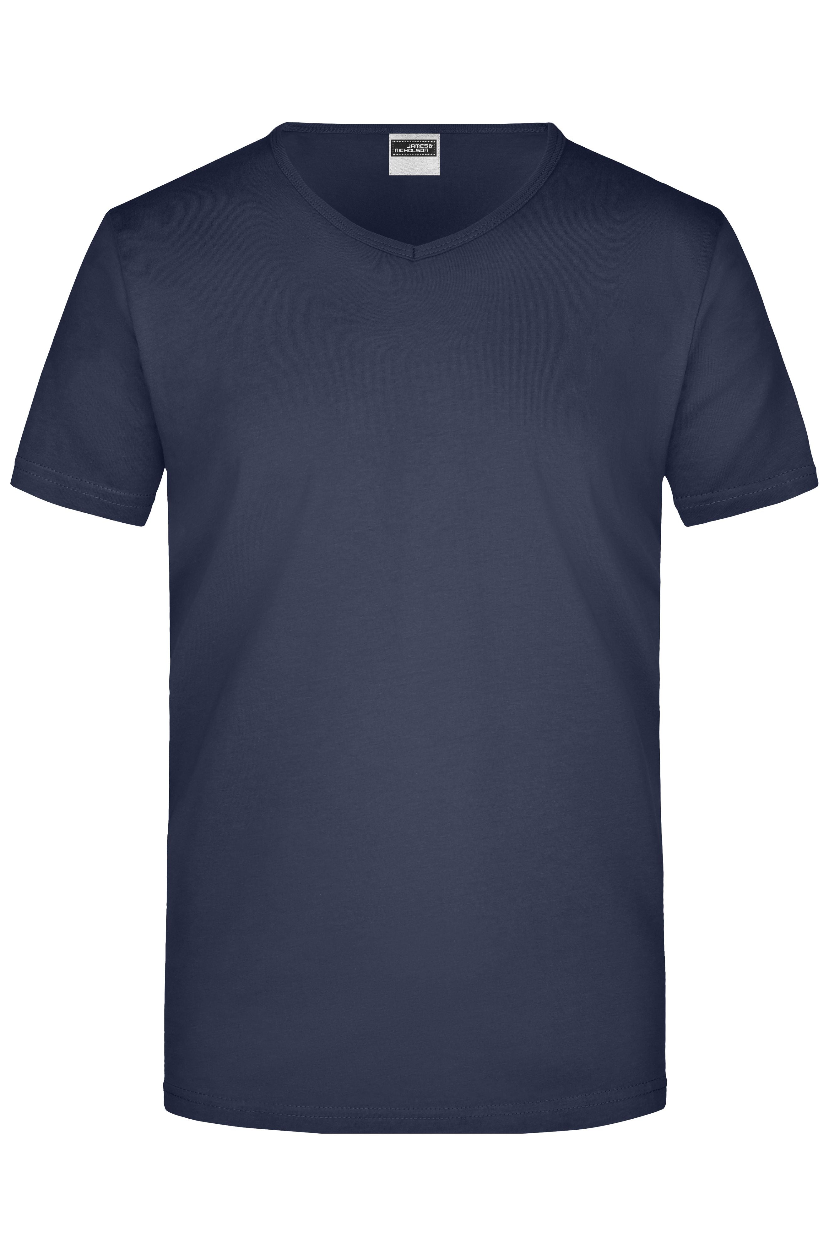 James & Nicholson Herren Slimfit V-Shirt navy