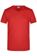 James & Nicholson Herren Slimfit V-Shirt red