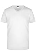 James & Nicholson Herren Slimfit V-Shirt white