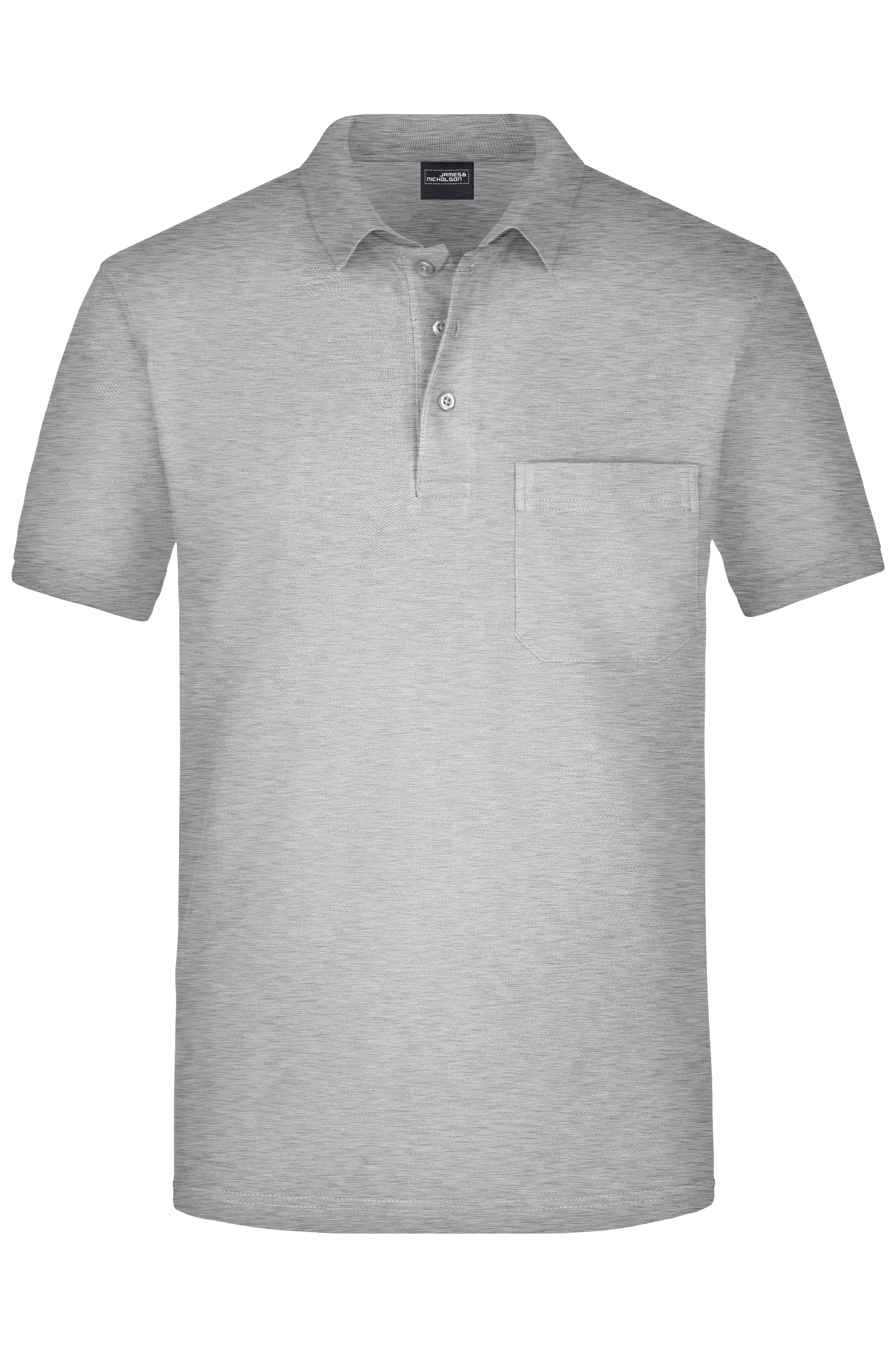 James & Nicholson Herren Pique Polo mit Brusttasche ash