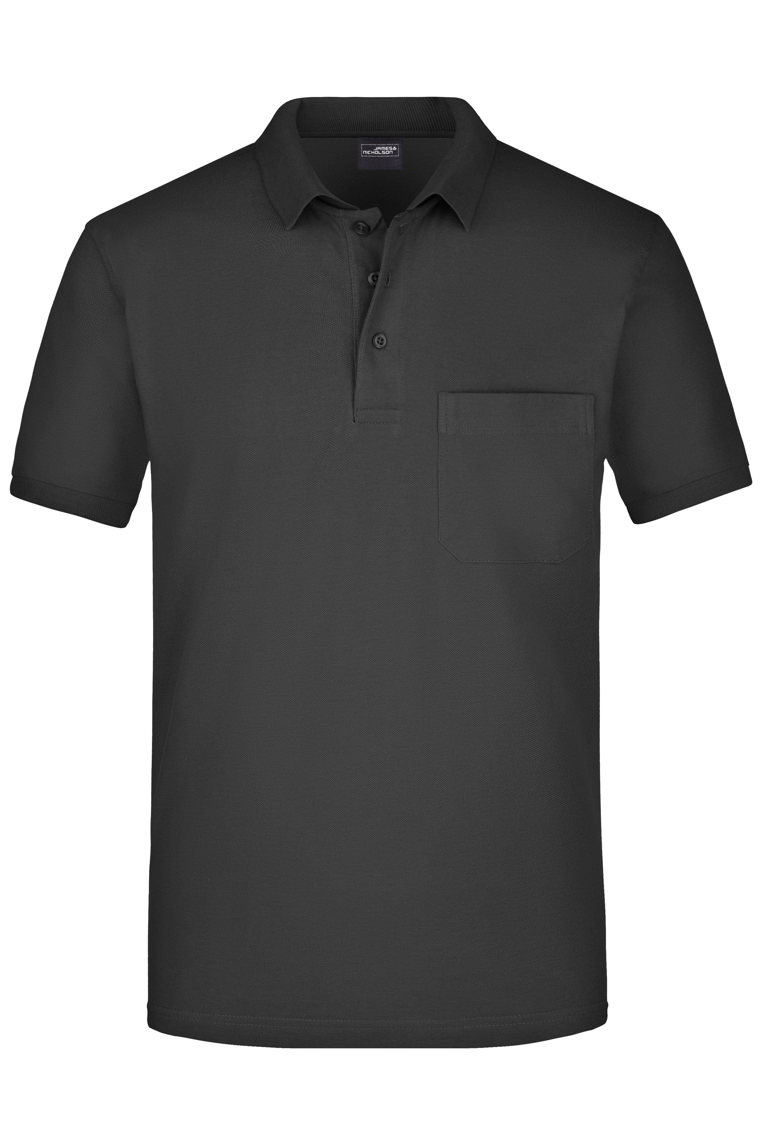 James & Nicholson Herren Pique Polo mit Brusttasche black