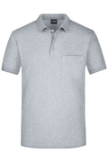 James & Nicholson Herren Pique Polo mit Brusttasche grey-heather