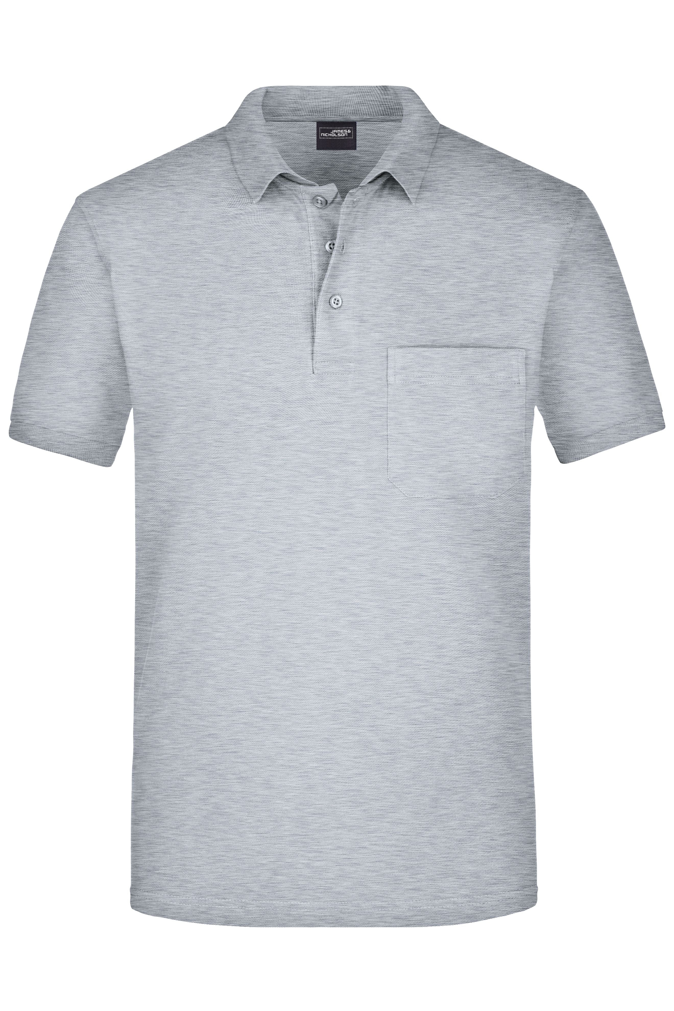 James & Nicholson Herren Pique Polo mit Brusttasche grey-heather