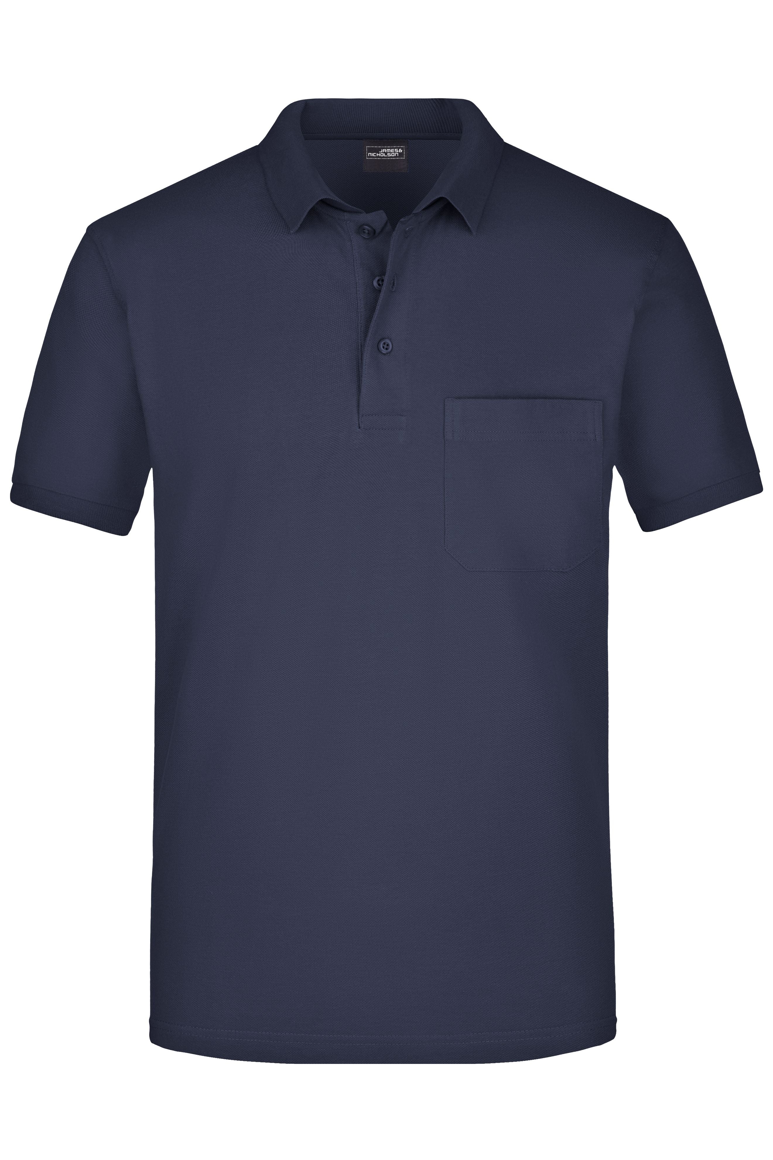 James & Nicholson Herren Pique Polo mit Brusttasche navy