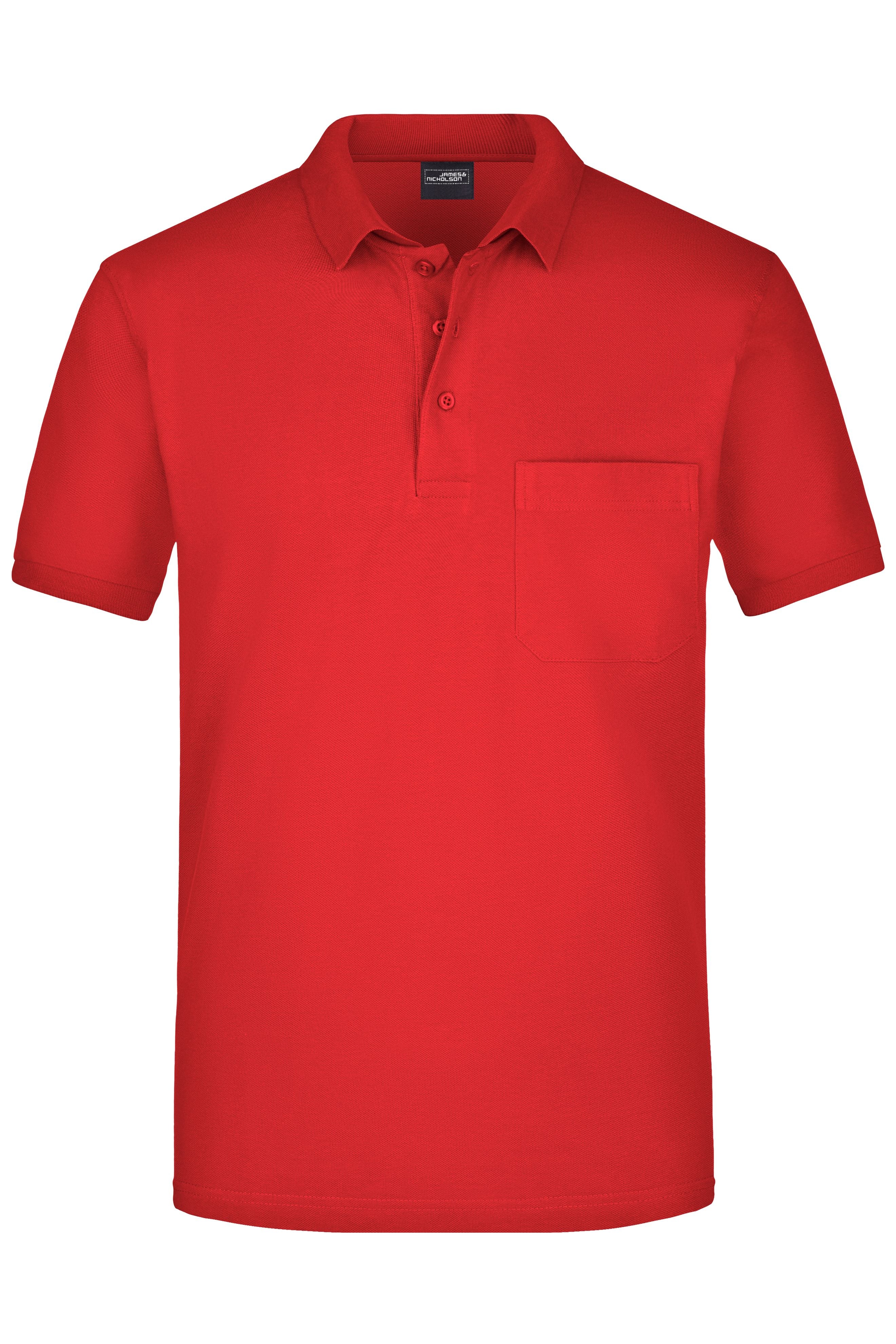 James & Nicholson Herren Pique Polo mit Brusttasche red