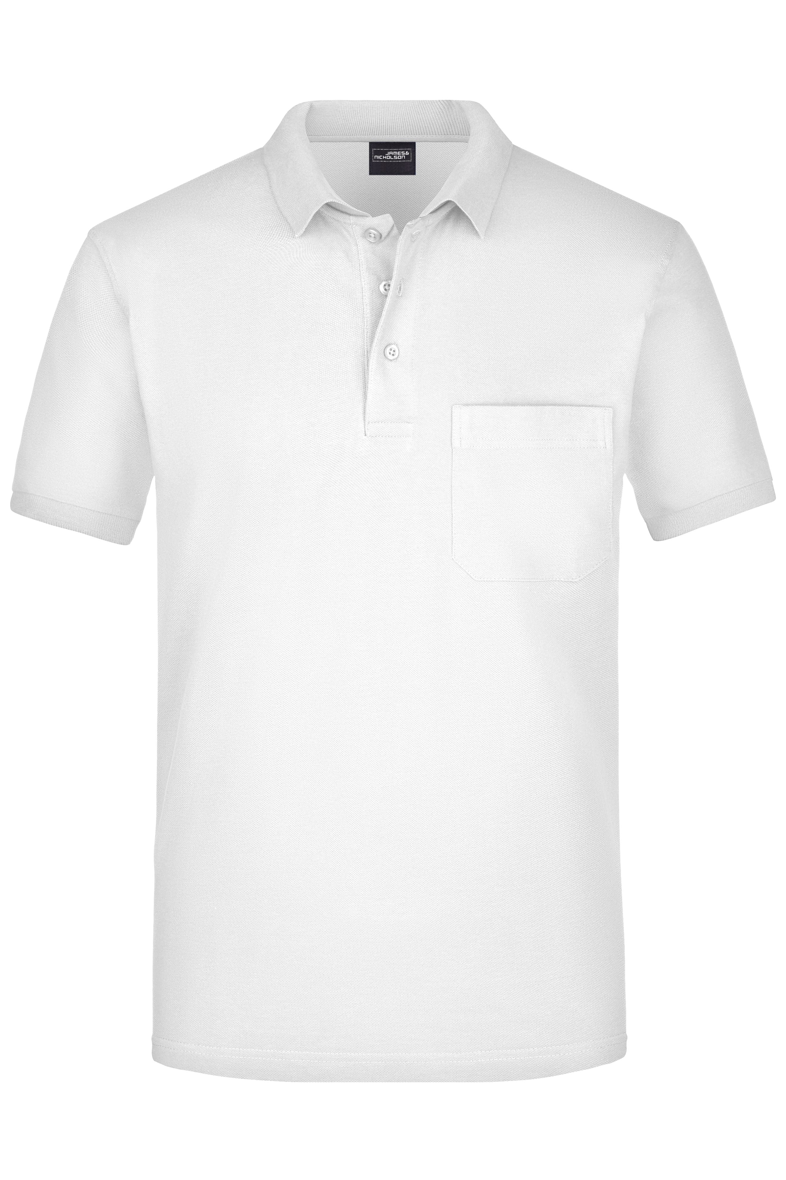 James & Nicholson Herren Pique Polo mit Brusttasche white