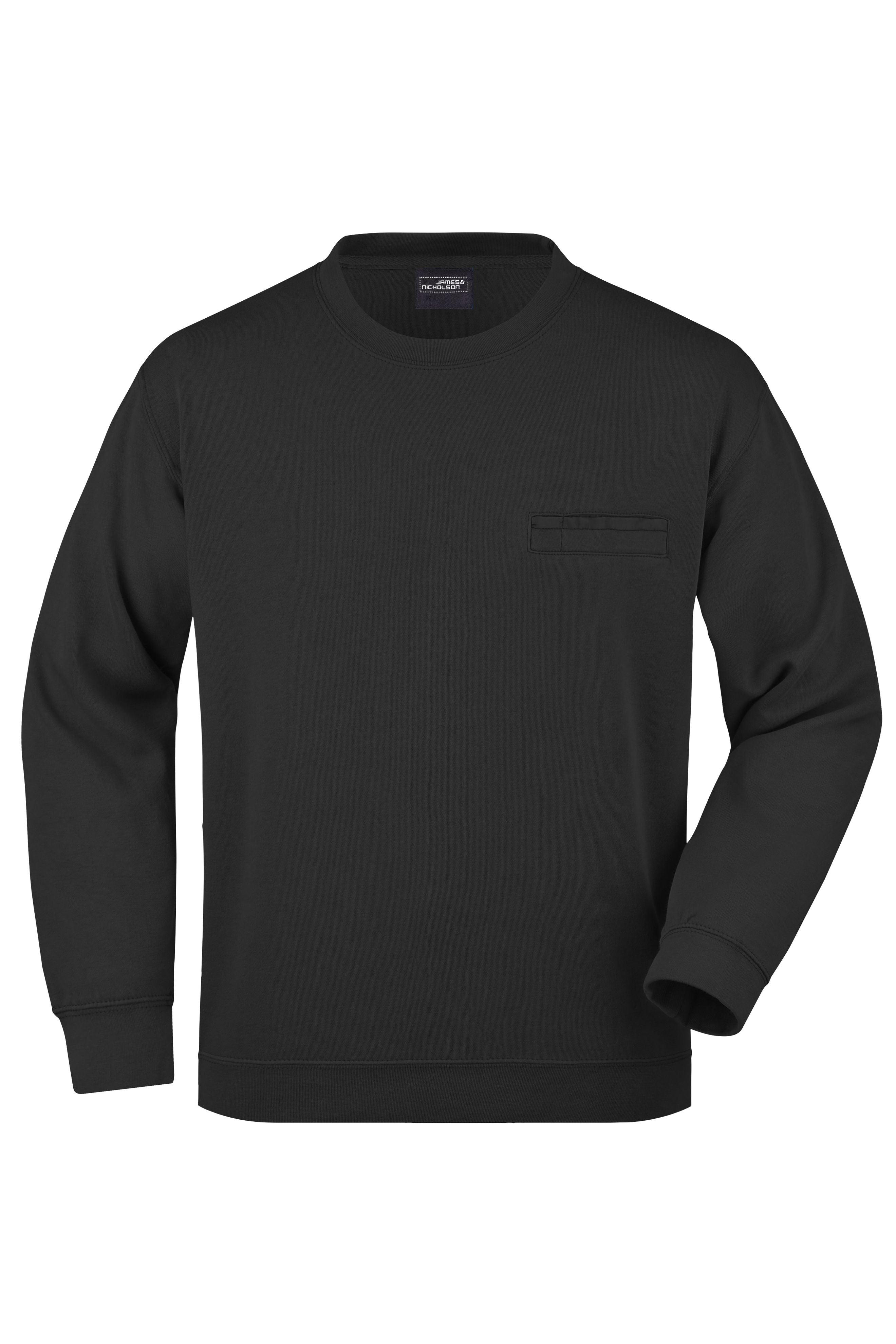 James & Nicholson Herren Sweatshirt mit Brusttasche black
