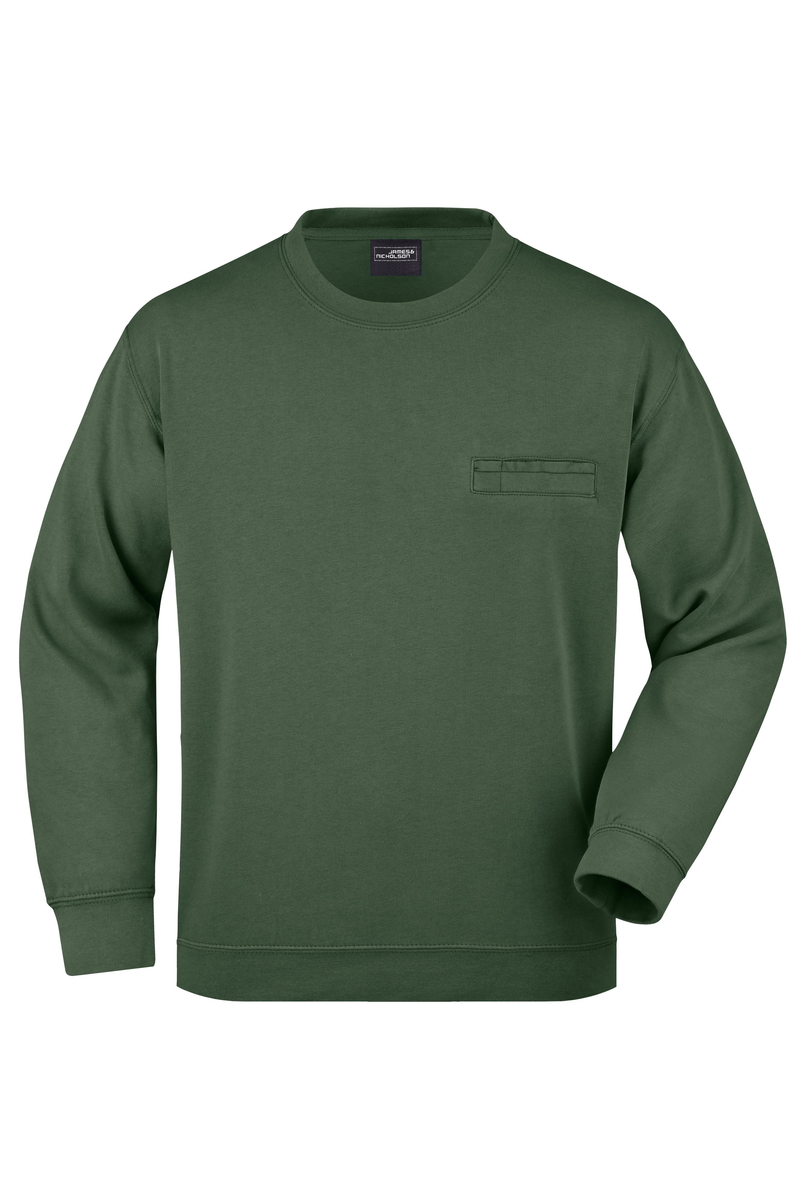 James & Nicholson Herren Sweatshirt mit Brusttasche dark-green
