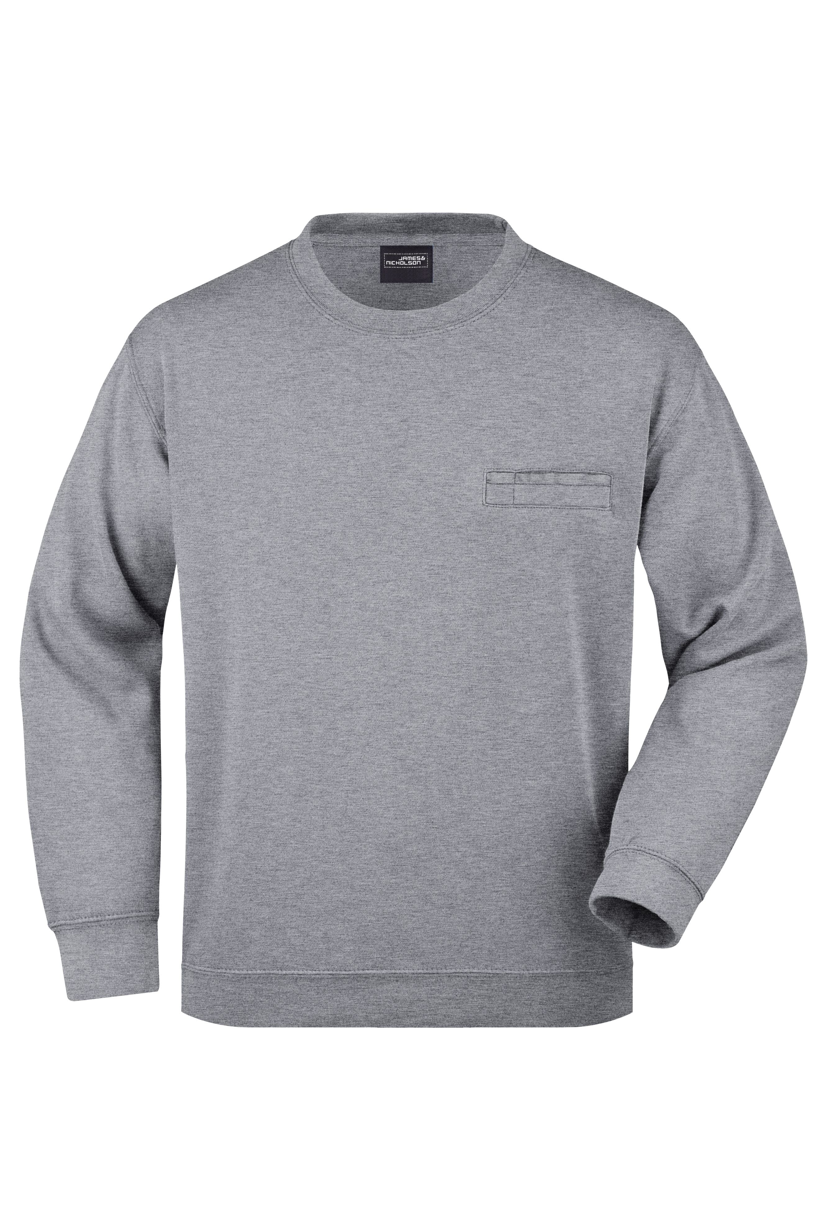 James & Nicholson Herren Sweatshirt mit Brusttasche grey-heather